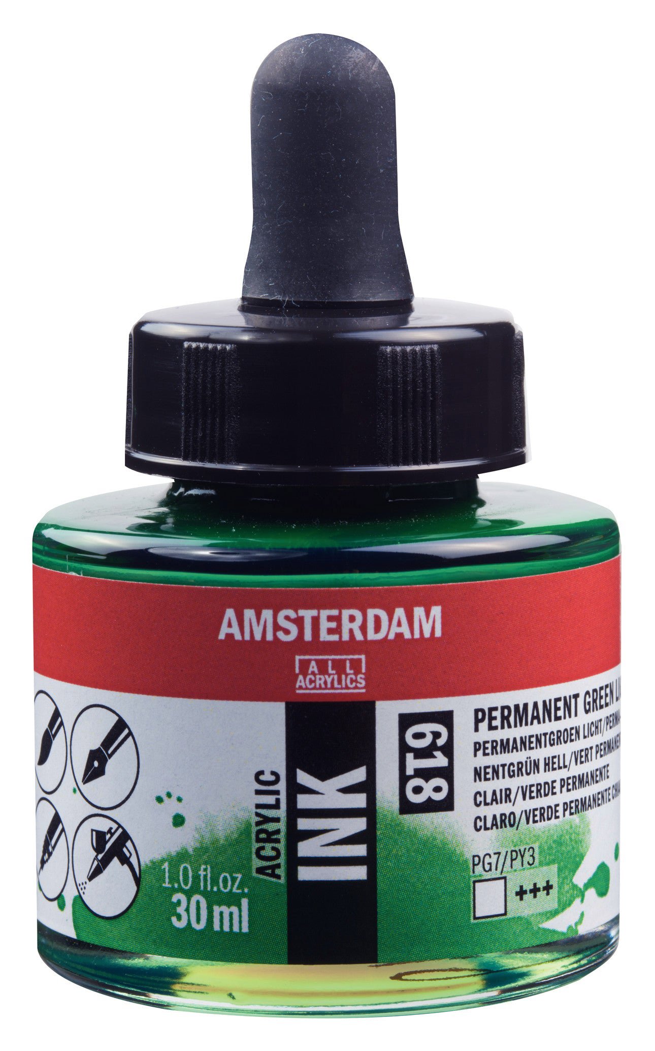 Amsterdam Acrylic Ink Bottle 30 ml Permanent Green Light