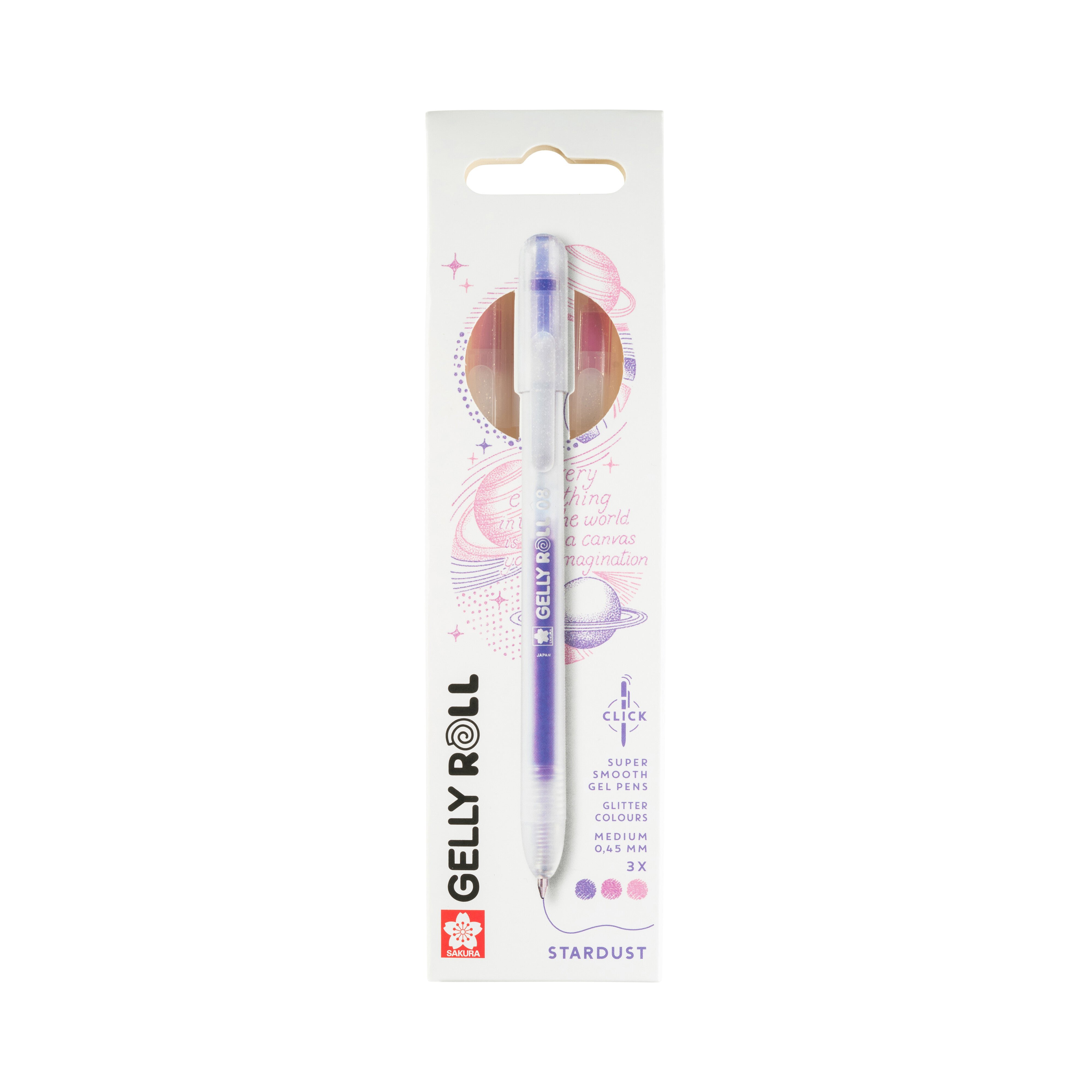 Sakura Gelly Roll Stardust Retractable Glitter Gel Pens, 3-Pack Pink-Rose-Purple 1 Set