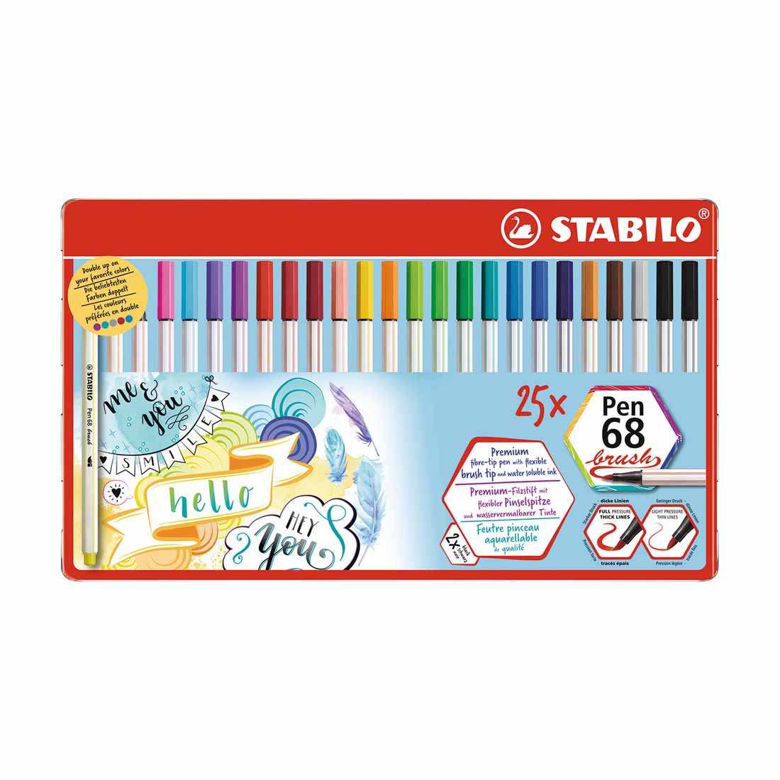 Stabilo Pen 68 Brush 25 Metal Box
