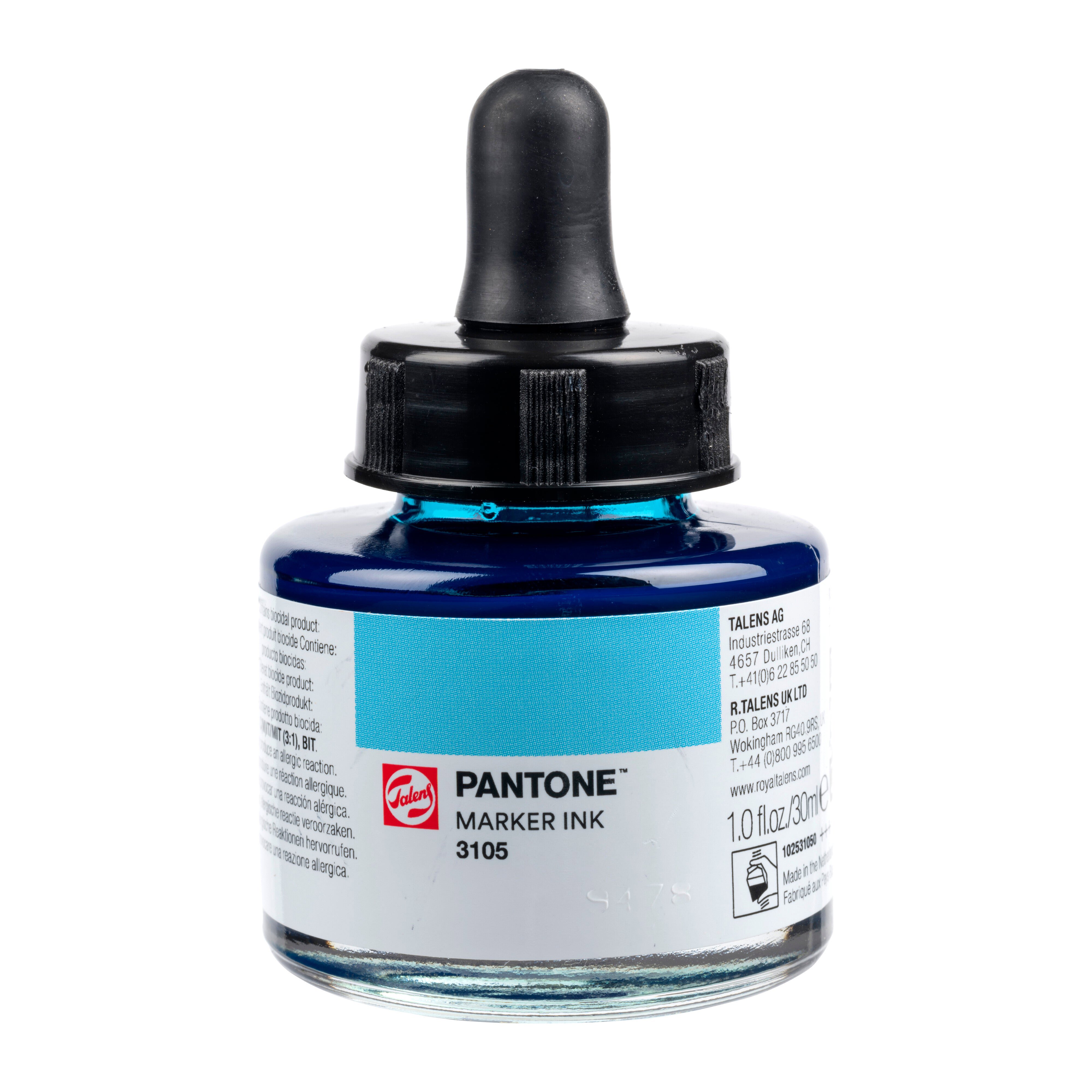 Talens Pantone Marker Ink 30ml Aqua Blue
