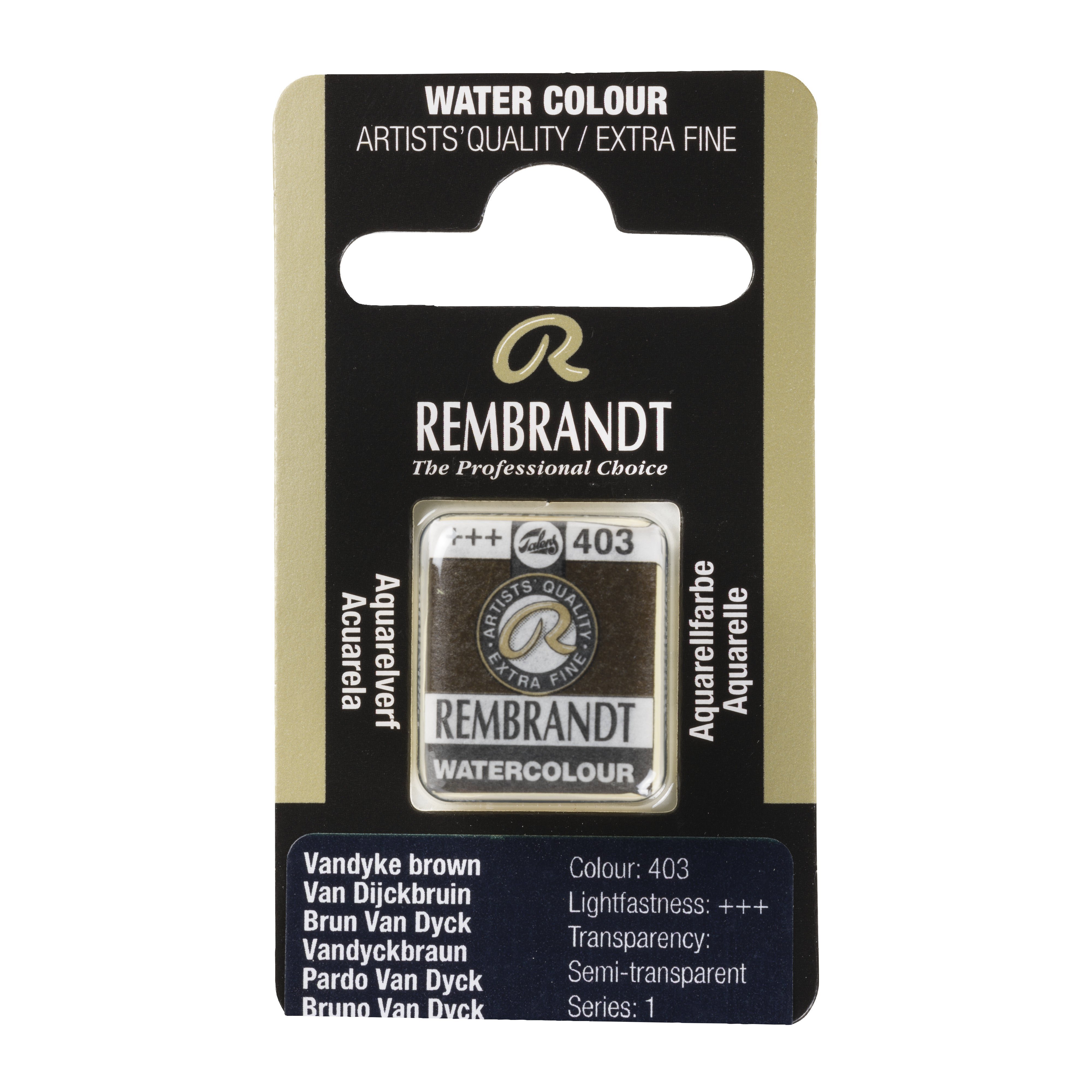 Rembrandt Watercolour Pan B Vandyke Brown 1 piece