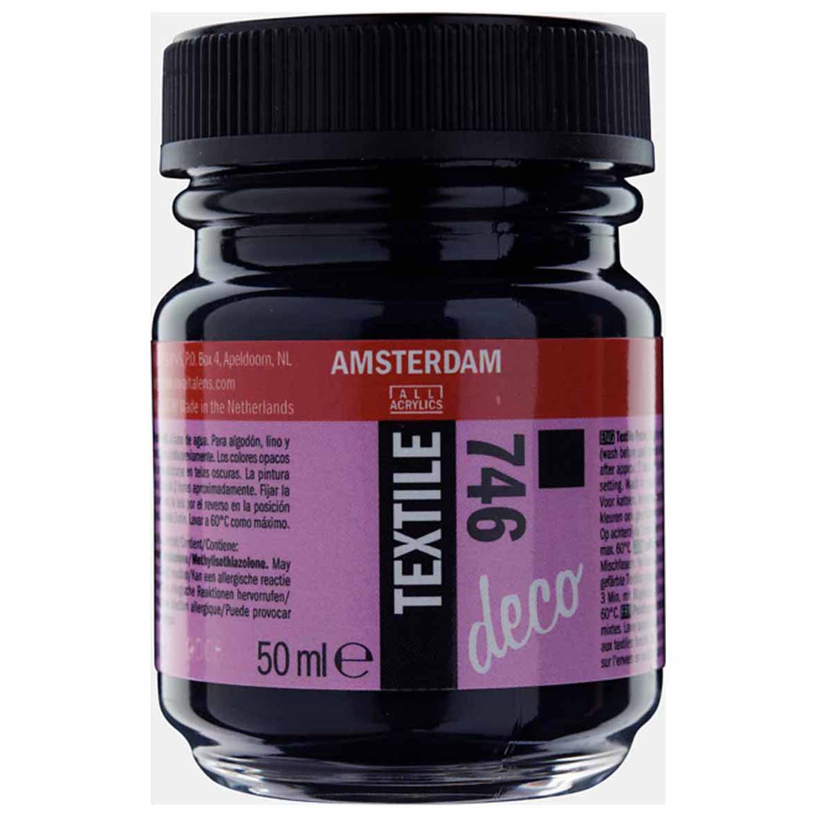 Amsterdam Acrylics Textile Paint Opaque Black 50ml