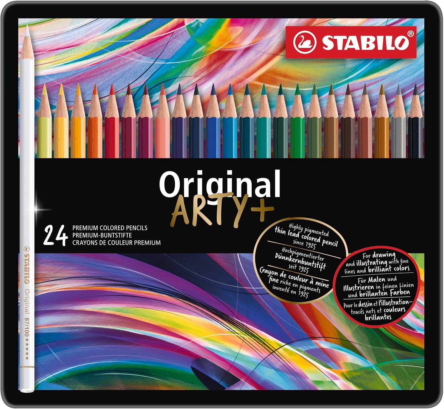Original ARTY+ Metal Box Pastel Pencils 24 Pieces