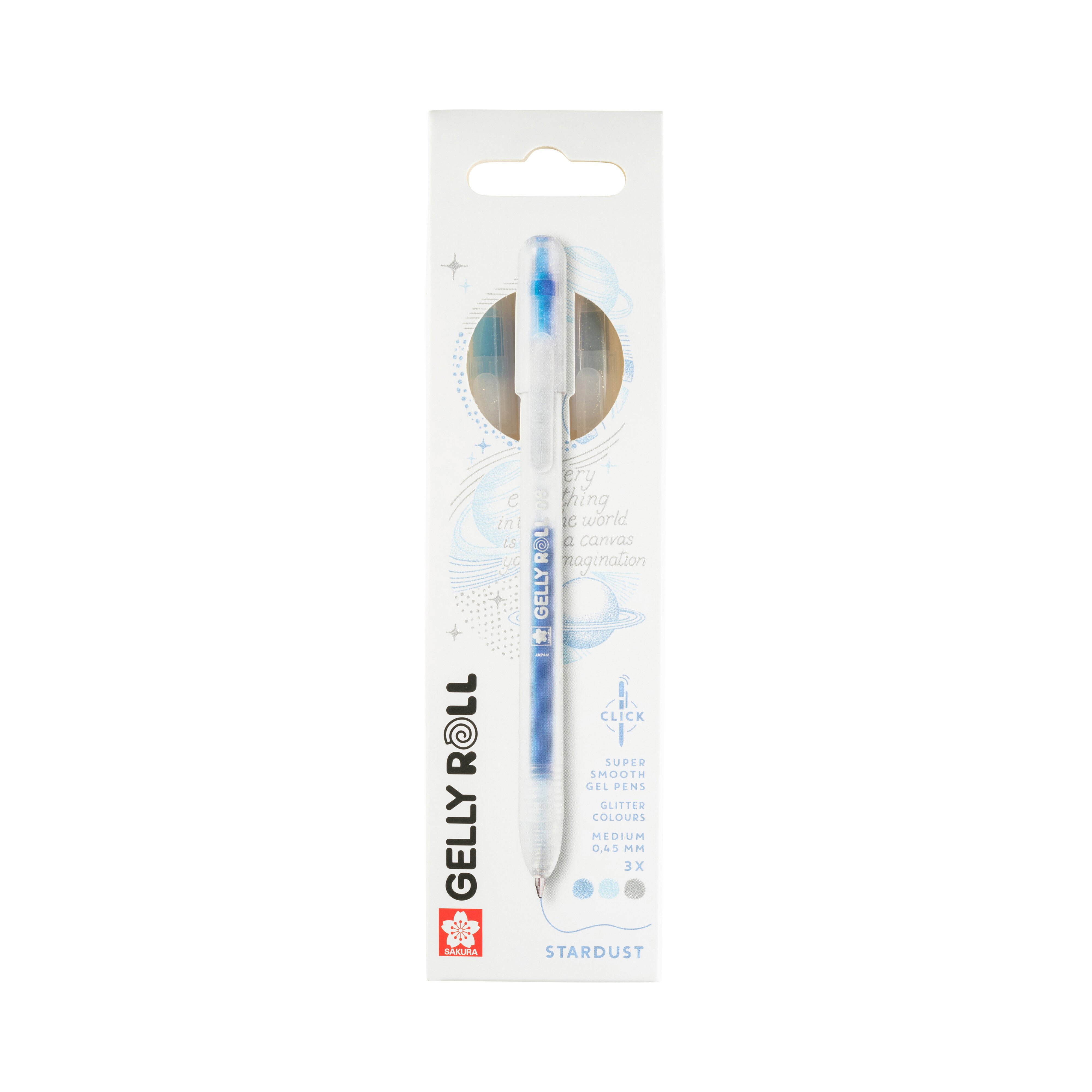 Sakura Gelly Roll Stardust Retractable Glitter Gel Pens, 3-Pack Blue-Sky Blue-Silver 1 Set