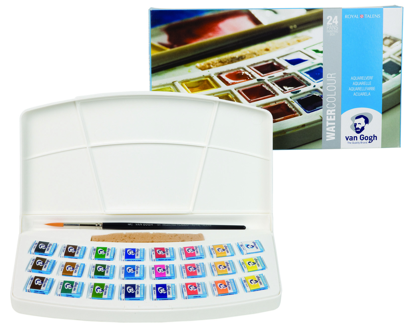 Van Gogh Watercolour Plastic Case Set 24 half pans