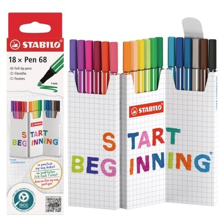 STABILO Pen 68 Zig-zag desk set of 18 colours