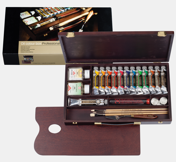 Rembrandt Oil colour wooden box set Professional | 12 x 40 ml + 1 x 60 ml + accessories 12x40 ml Thumbnail