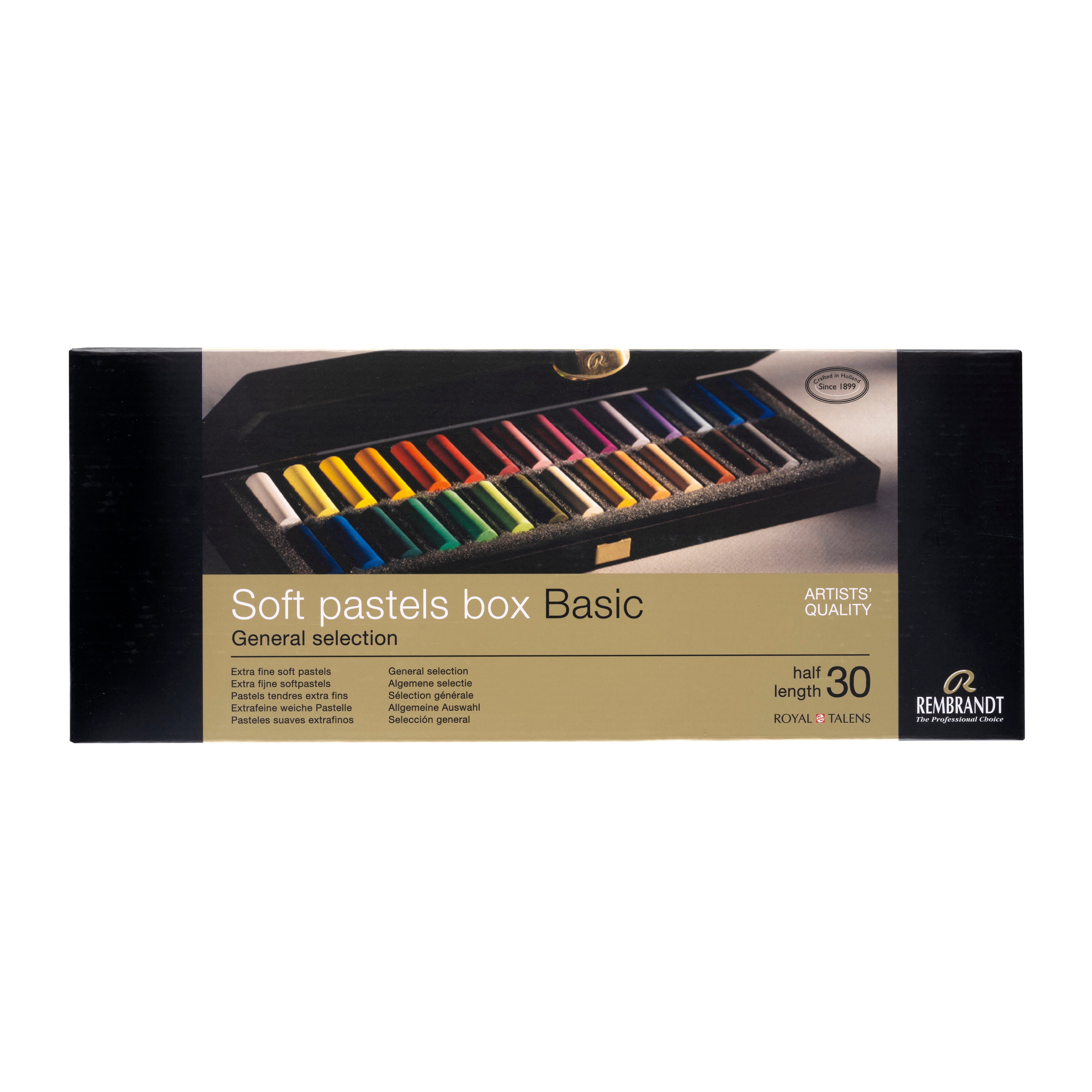 Rembrandt Soft Pastels – General Selection Basic Wooden Box Set – 30 Half Sticks