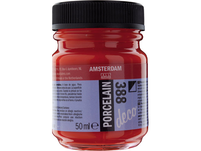 Amsterdam Acrylics Porcelain Paint Opaque Bright Red 50ml