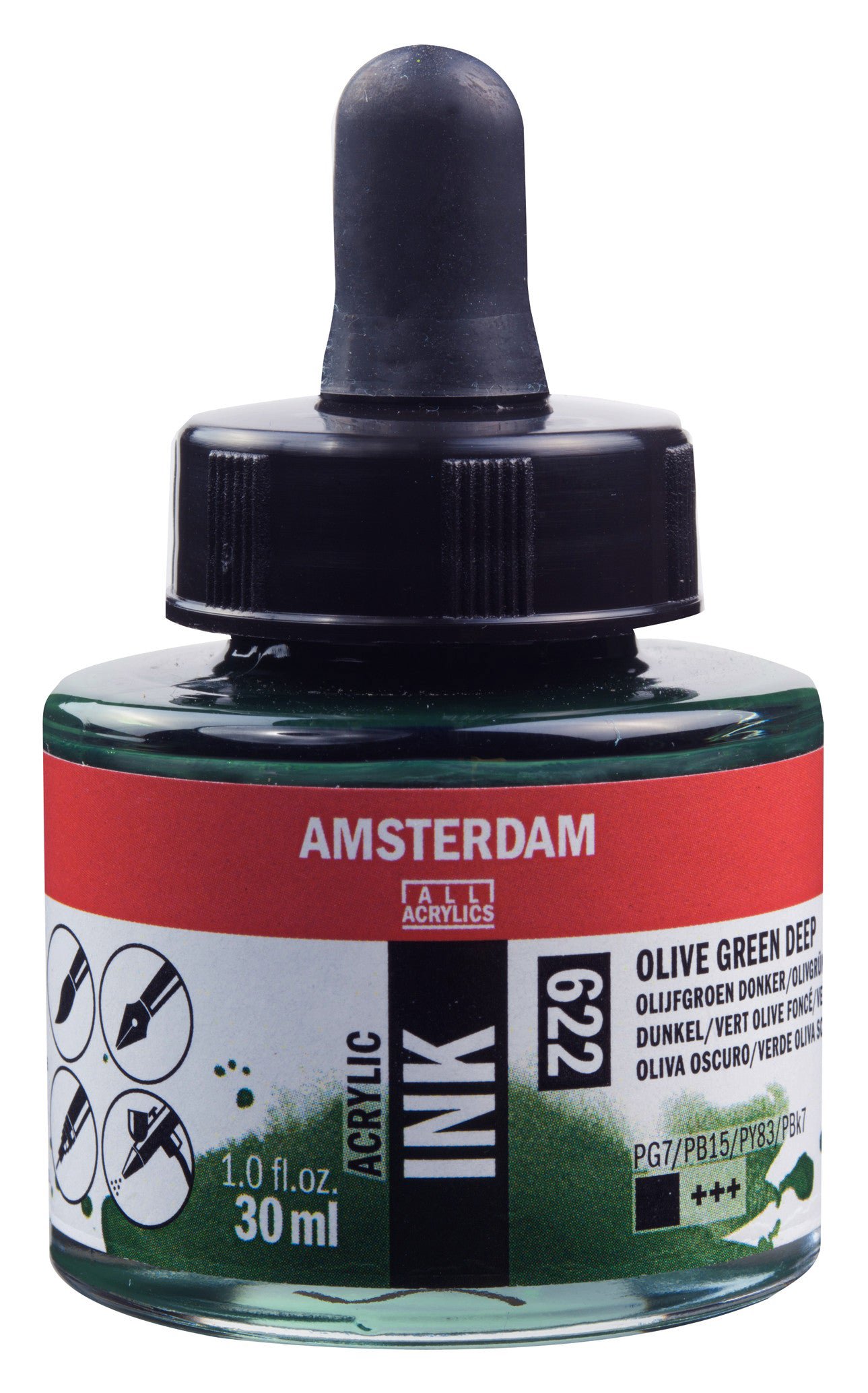Amsterdam Acrylic Ink Bottle 30 ml Olive Green Deep