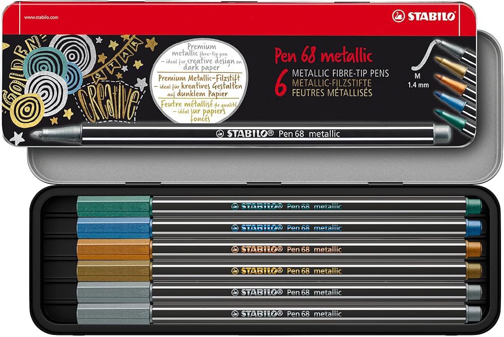 Stabilo Metallic Point 68 Metal Box 6 Pieces