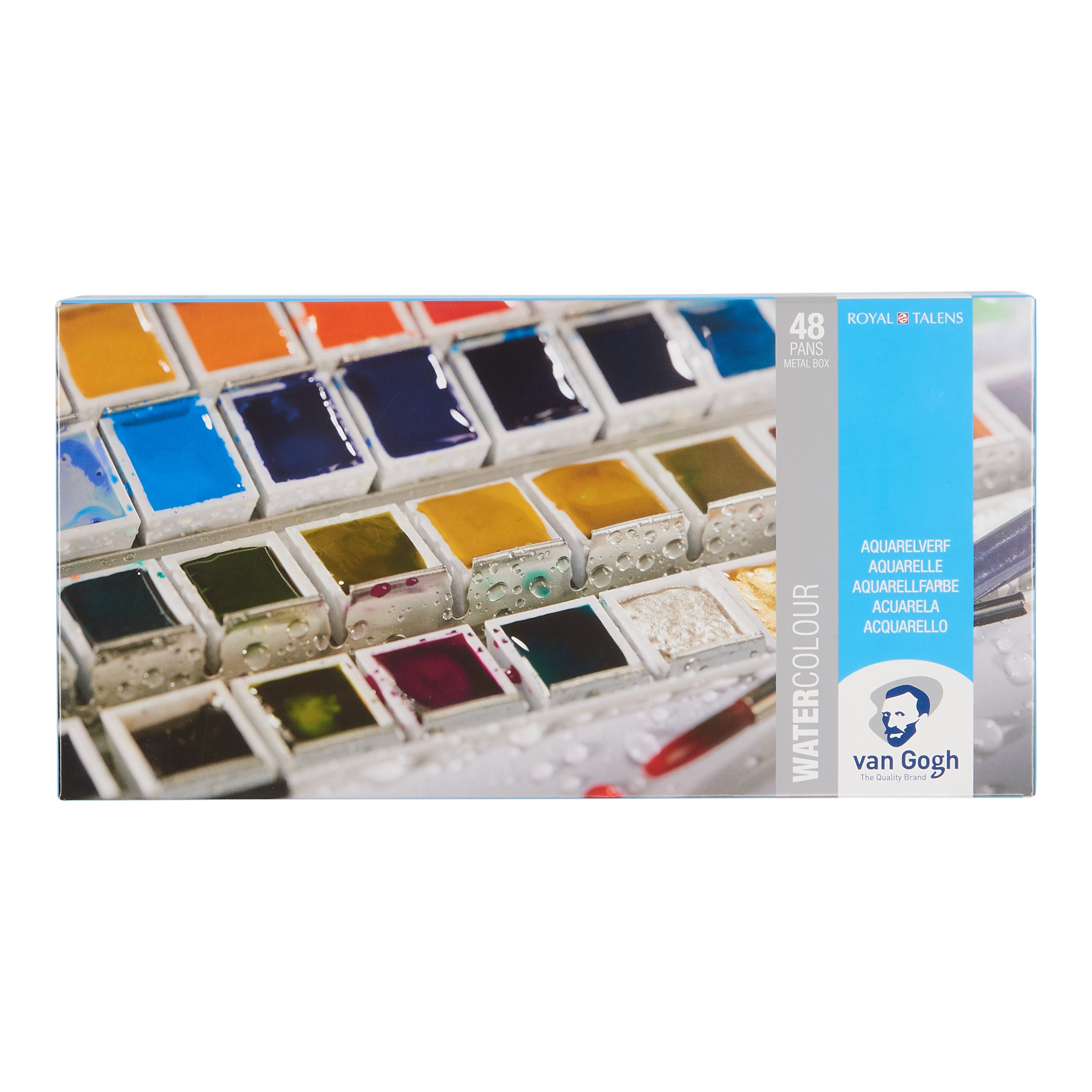 Van Gogh Watercolour Metal Case Set – 48 Half Pans + Brush