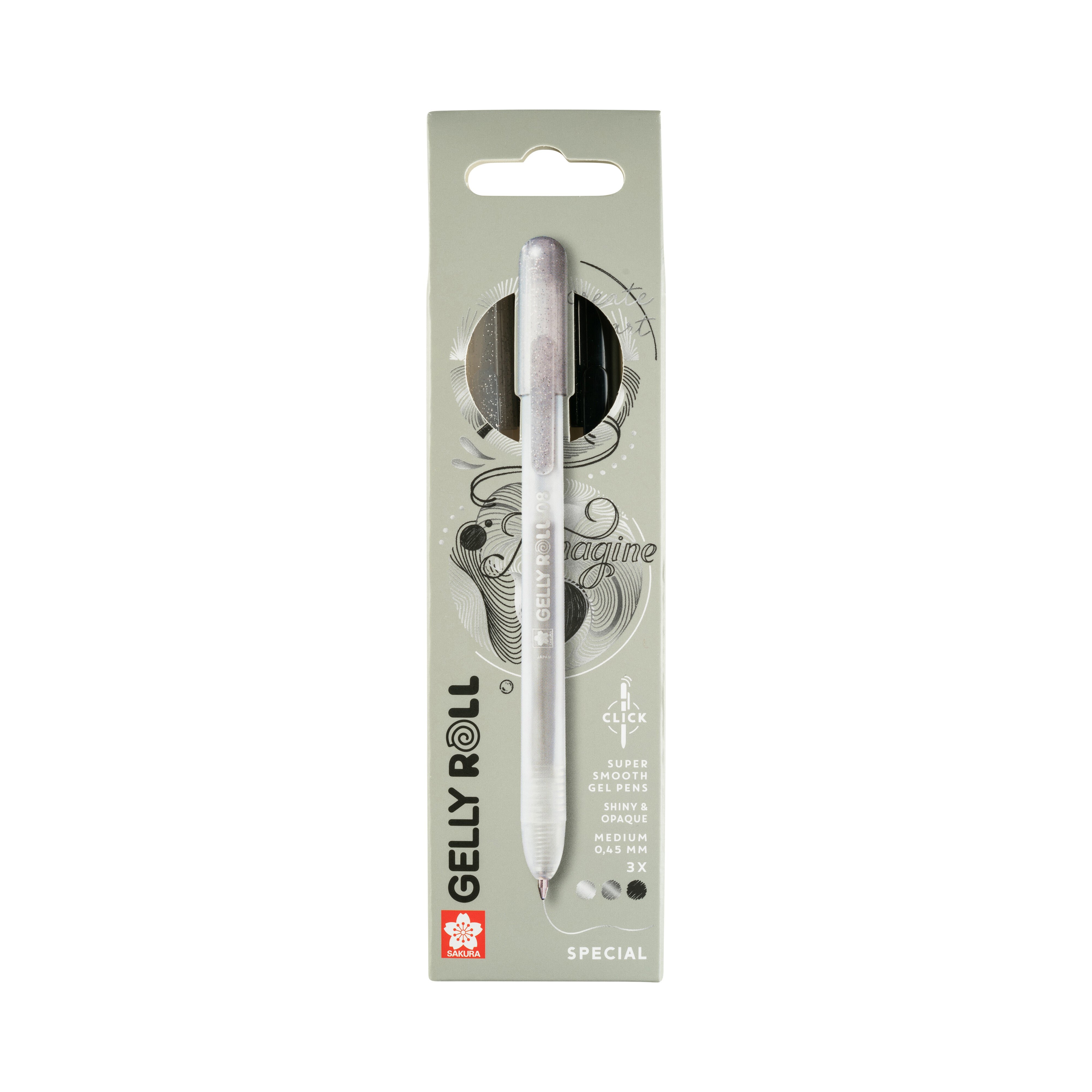 Sakura Gelly Roll Retractable Gel Pens, Special 3-Pack Metallic Black-Silver-Black 1 Set