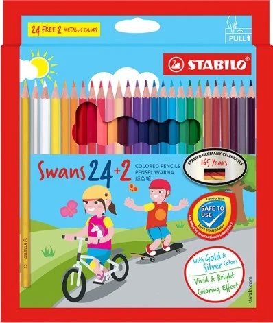 STABILO Swans Coloured Pencils 24 colours + gold and silver