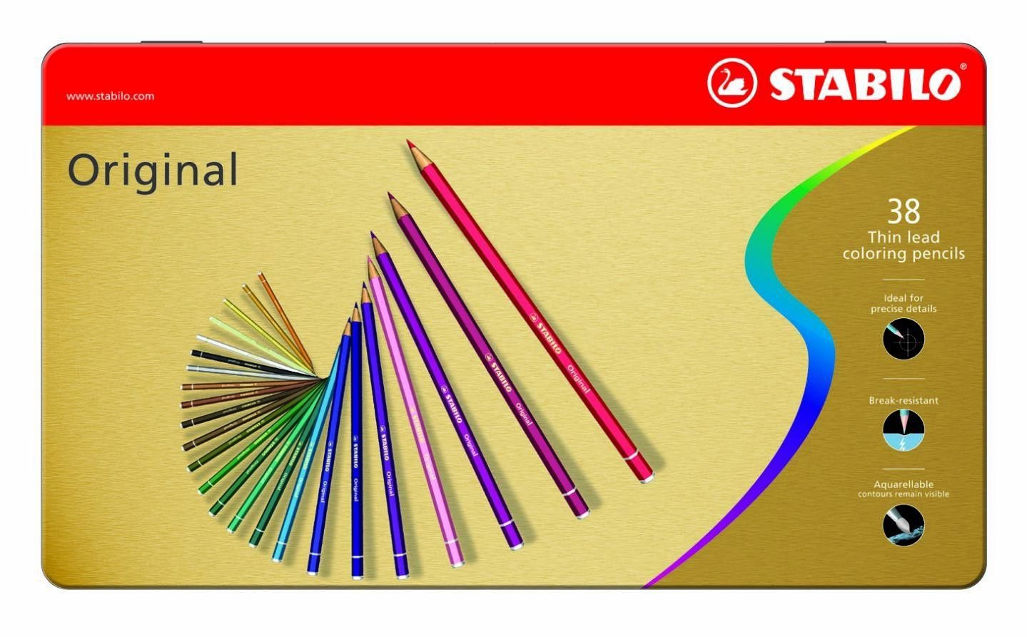 Coloring Pencils Metal Box 38 Colors