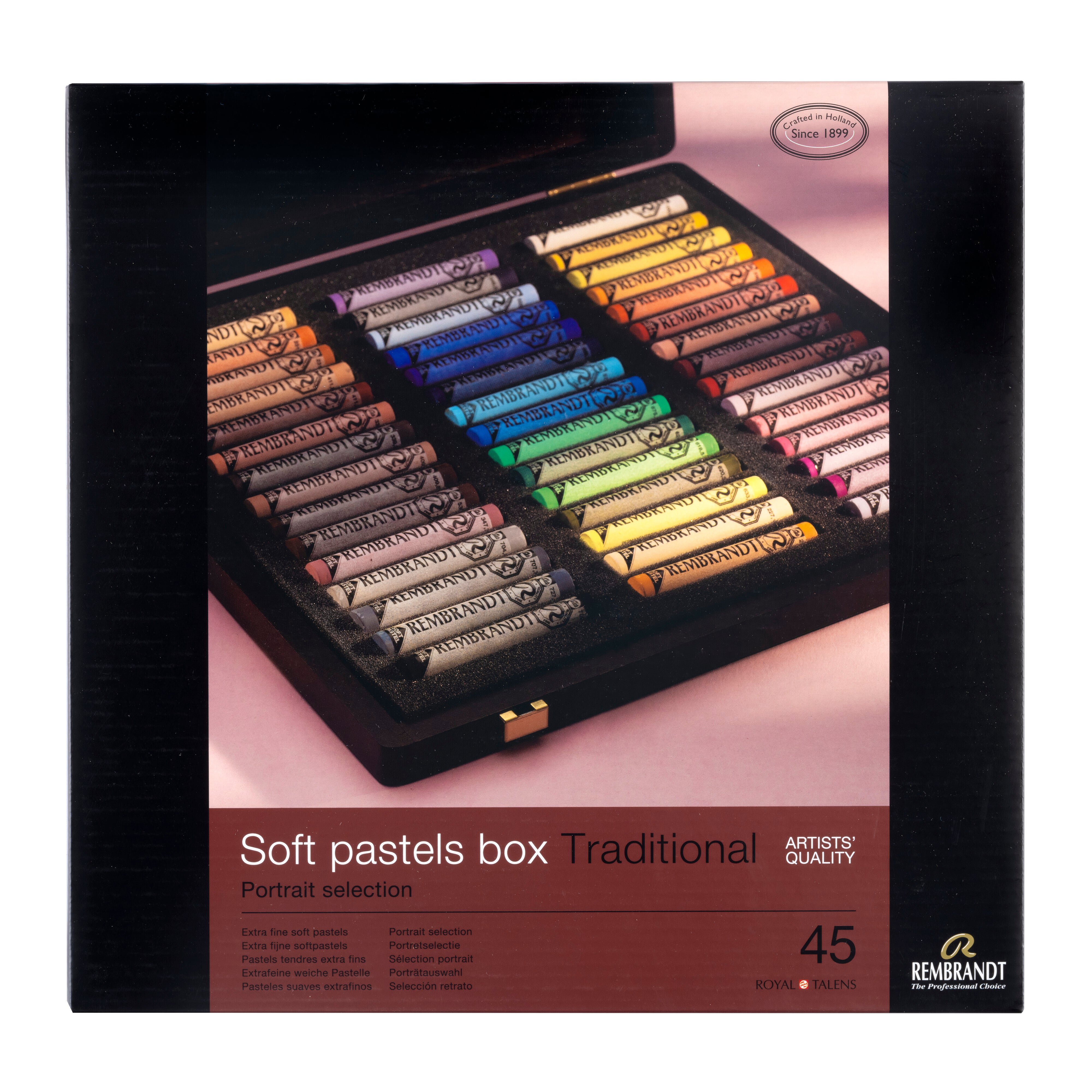 Rembrandt Soft Pastel Wooden Box Set Traditional Landscape Selection 45 Whole Pastels