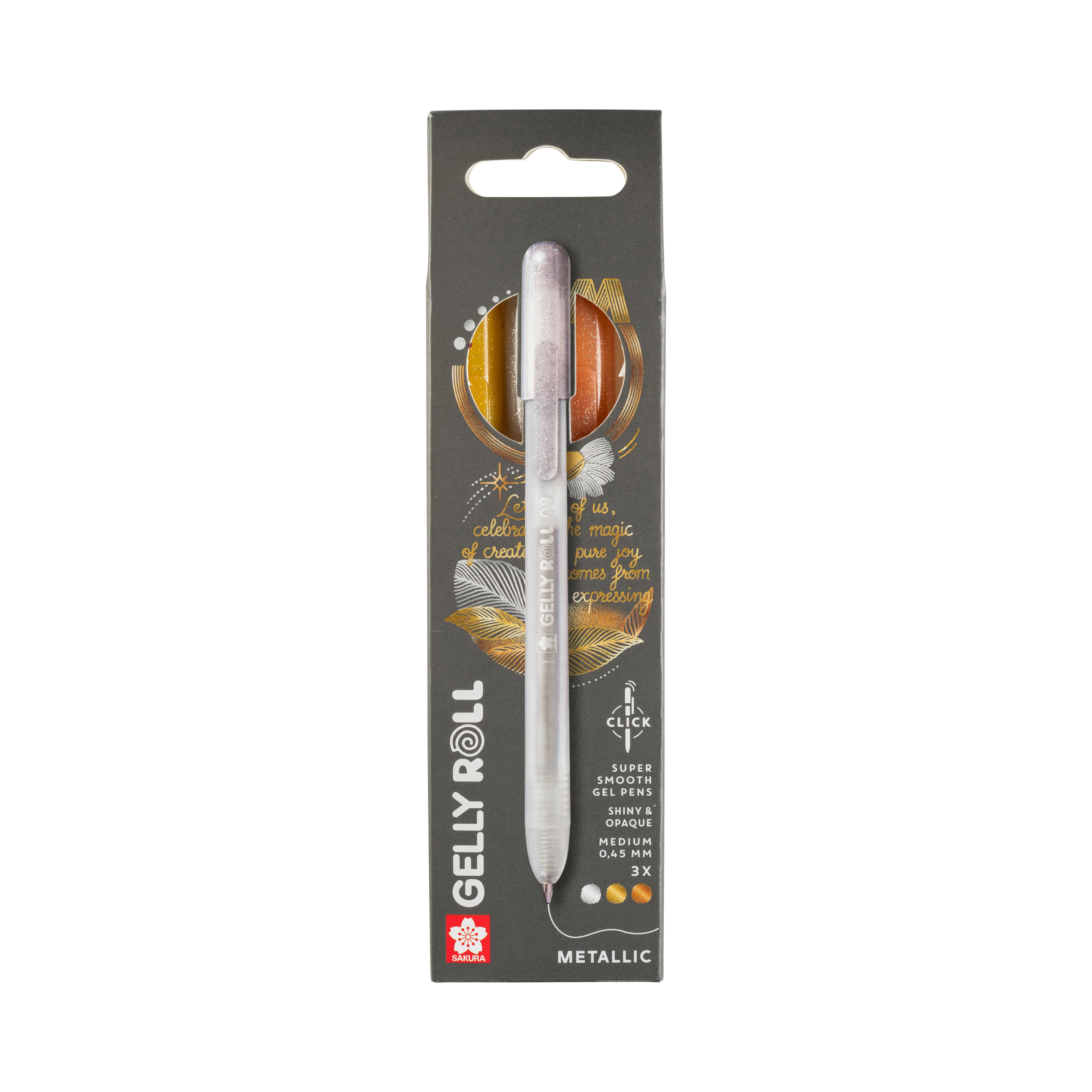 Sakura Gelly Roll Metallic Retractable Gel Pens, 3-Pack Gold-Silver-Copper 1 Set