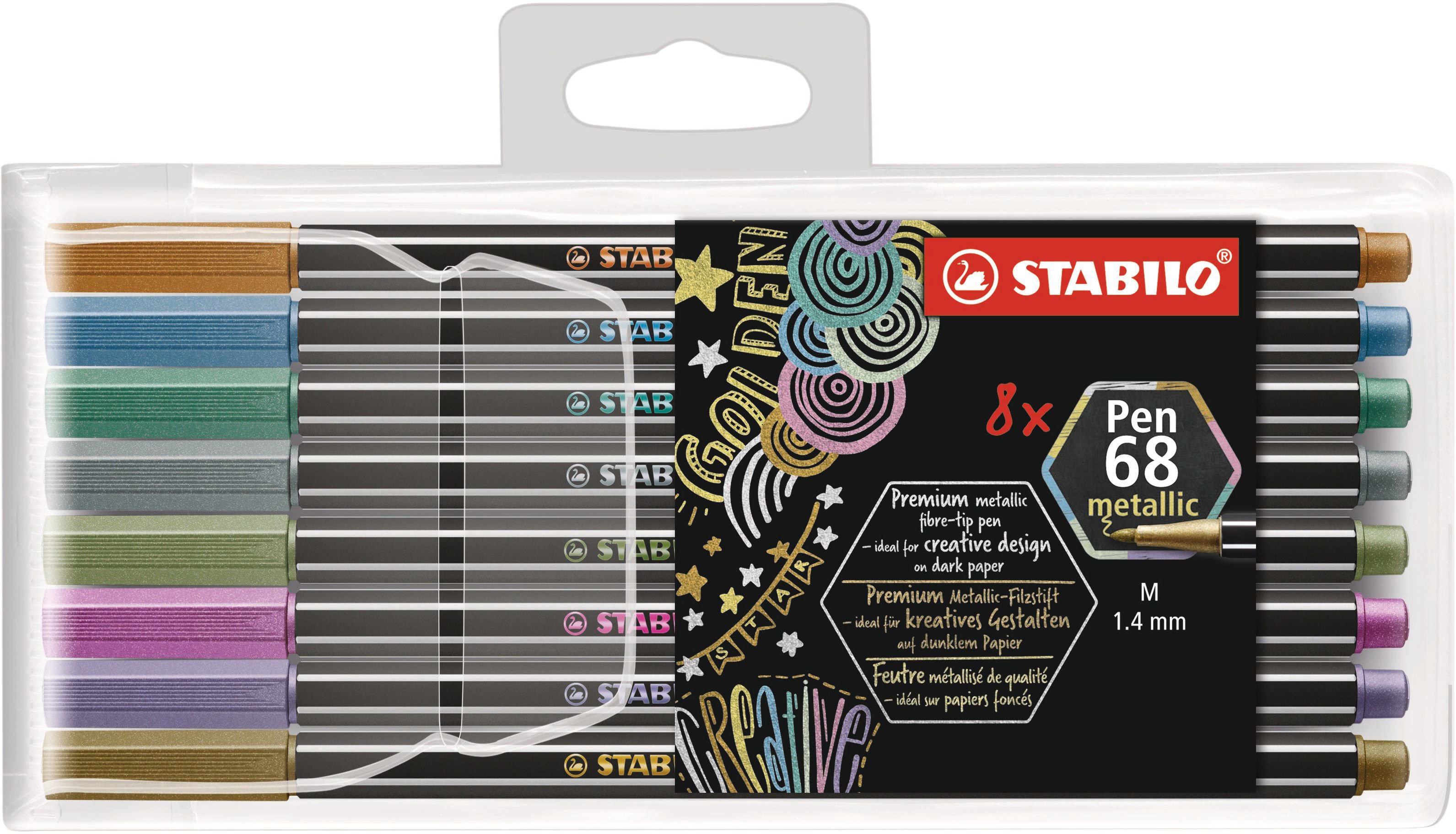 Stabilo Pen 68 Metallic Plastic Wallet 8 Pieces