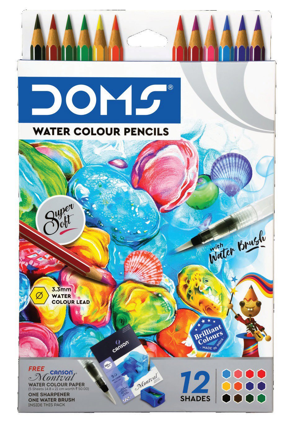 DOMS Aqua Water Colour Pencils 12 colors