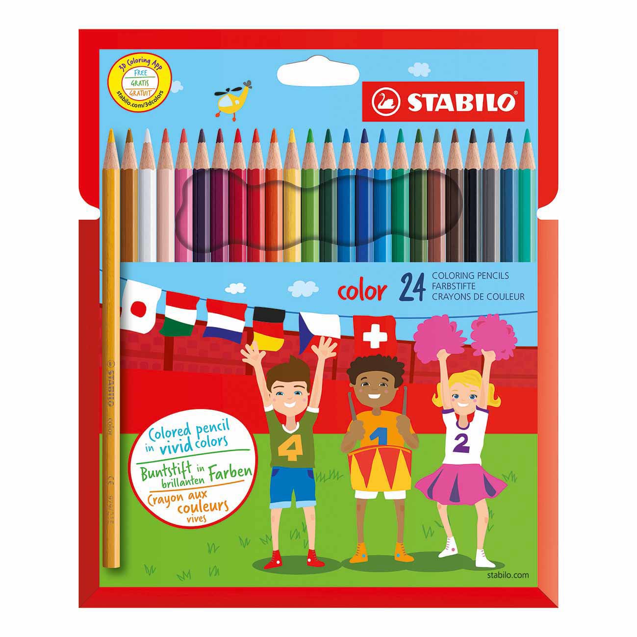 Coloring pencils 24 colors in cardboard