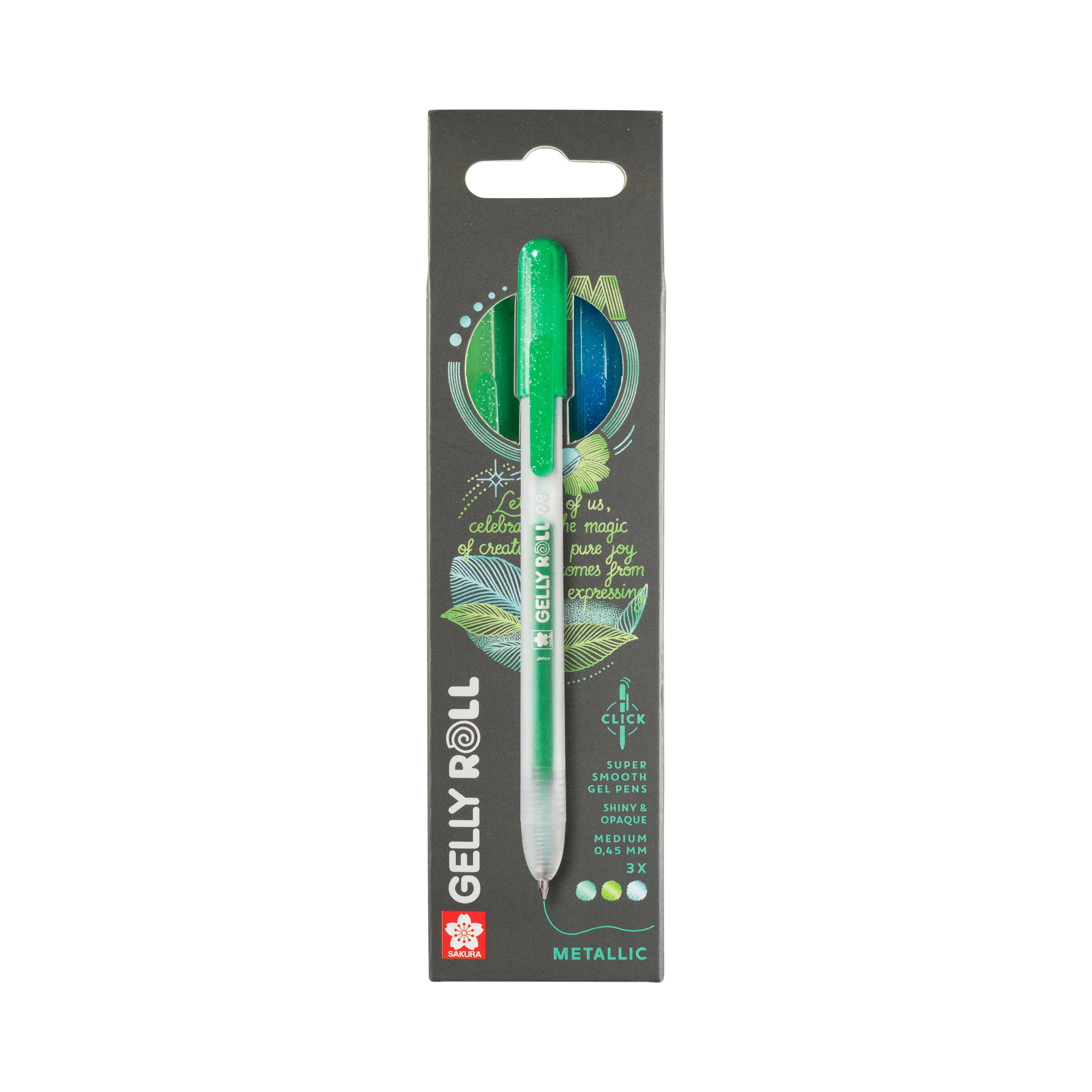 Sakura Gelly Roll Metallic Retractable Gel Pens, 3-Pack Blue-Green-Emerald 1 Set