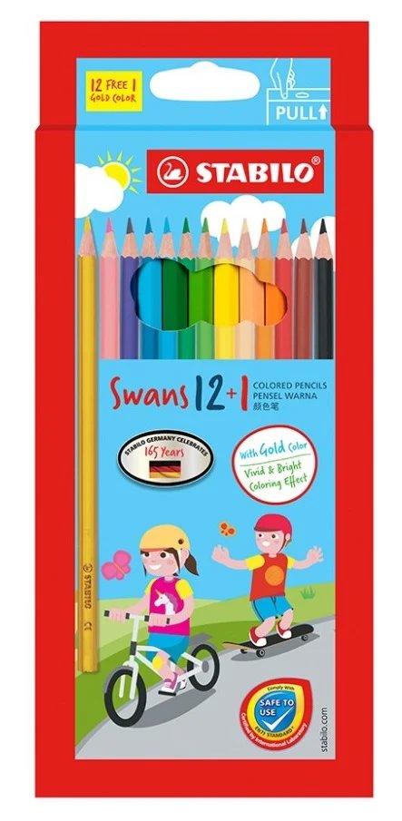 STABILO Swans Coloured Pencils 12 colours + 1 gold