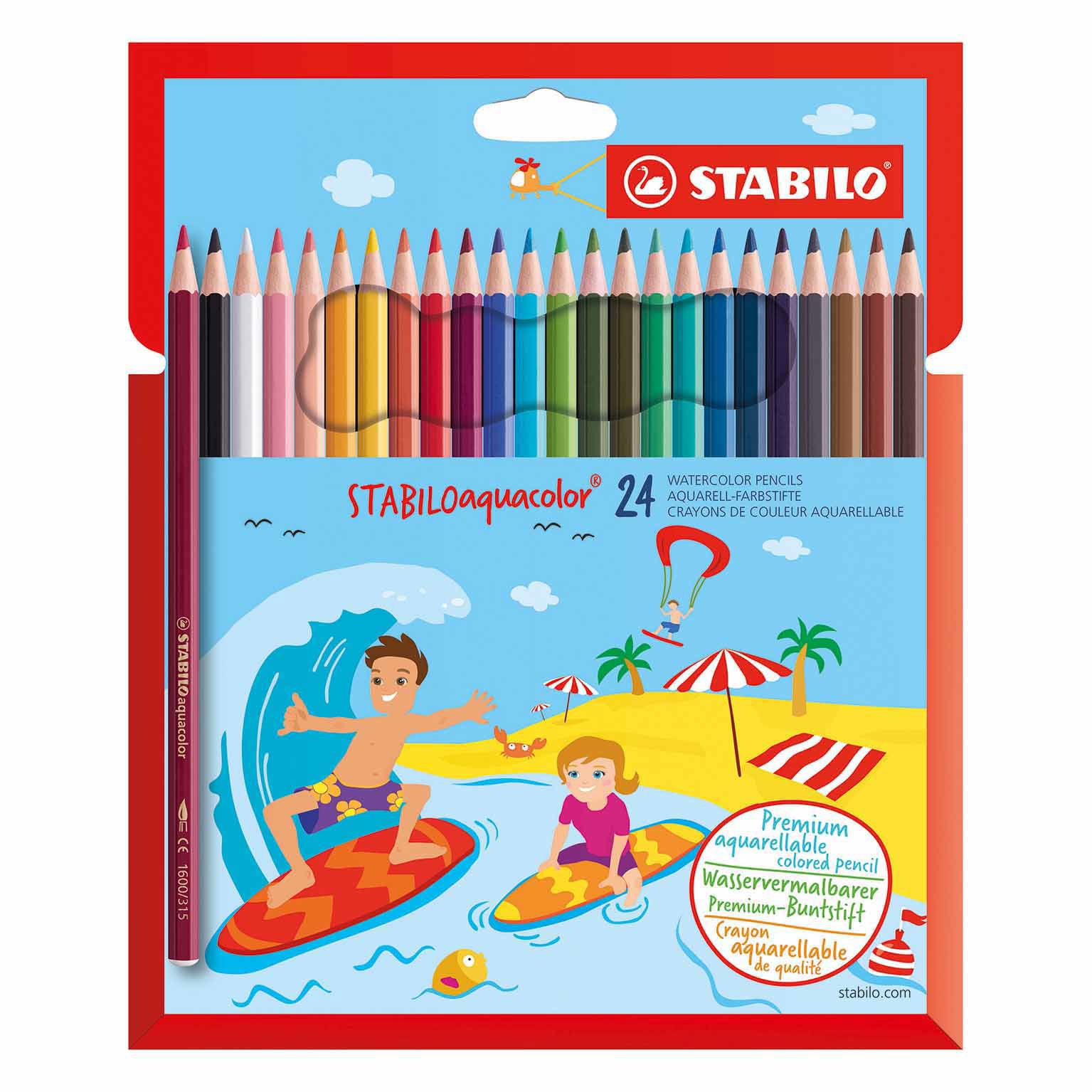 Stabilo Aquacolor Pencils Cardboard Wallet 24 Colors