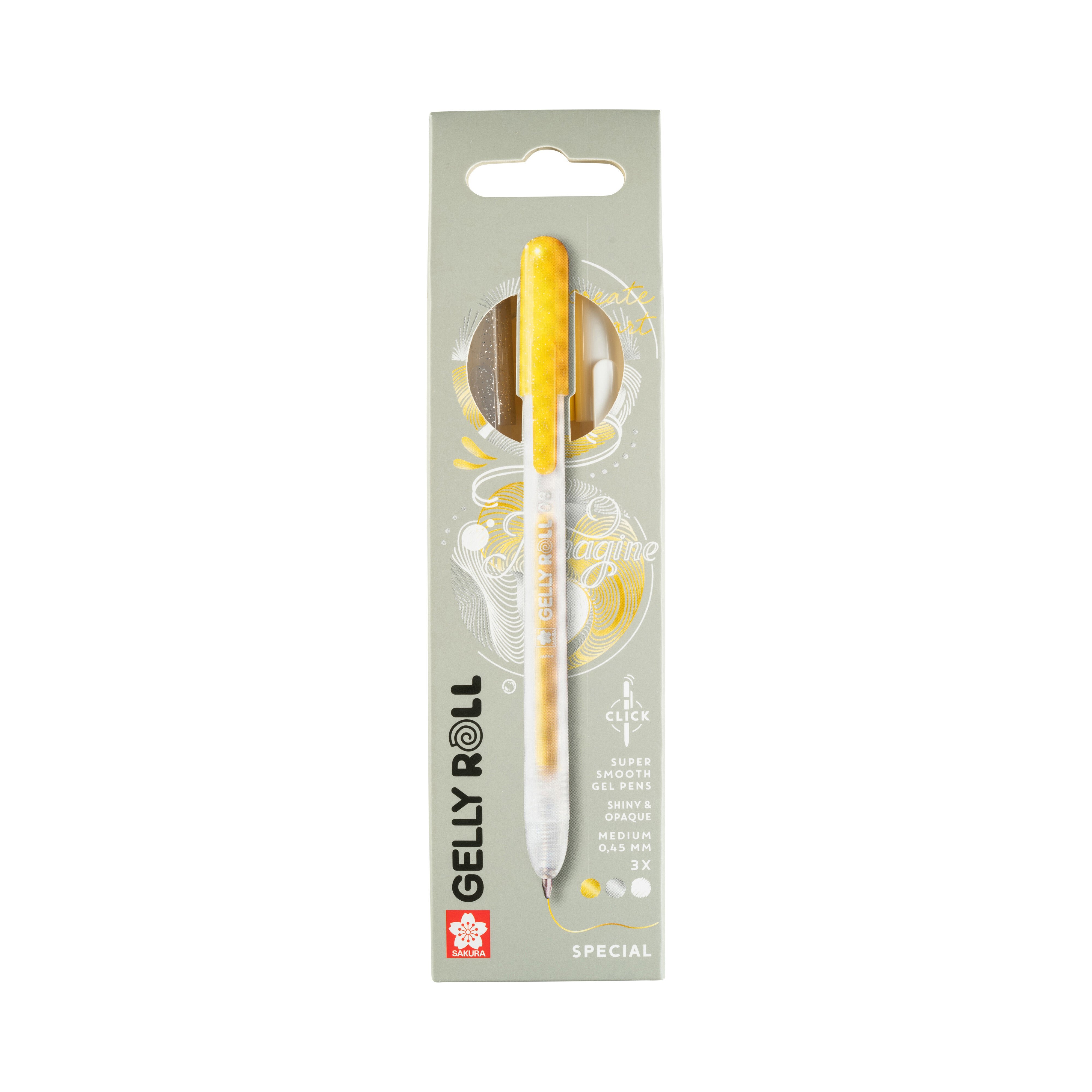 Sakura Gelly Roll Retractable Gel Pens, Special 3-Pack Gold-Silver-White 1 Set