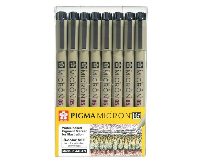 Sakura Pigma Micron Fineliner Set 8 Pens