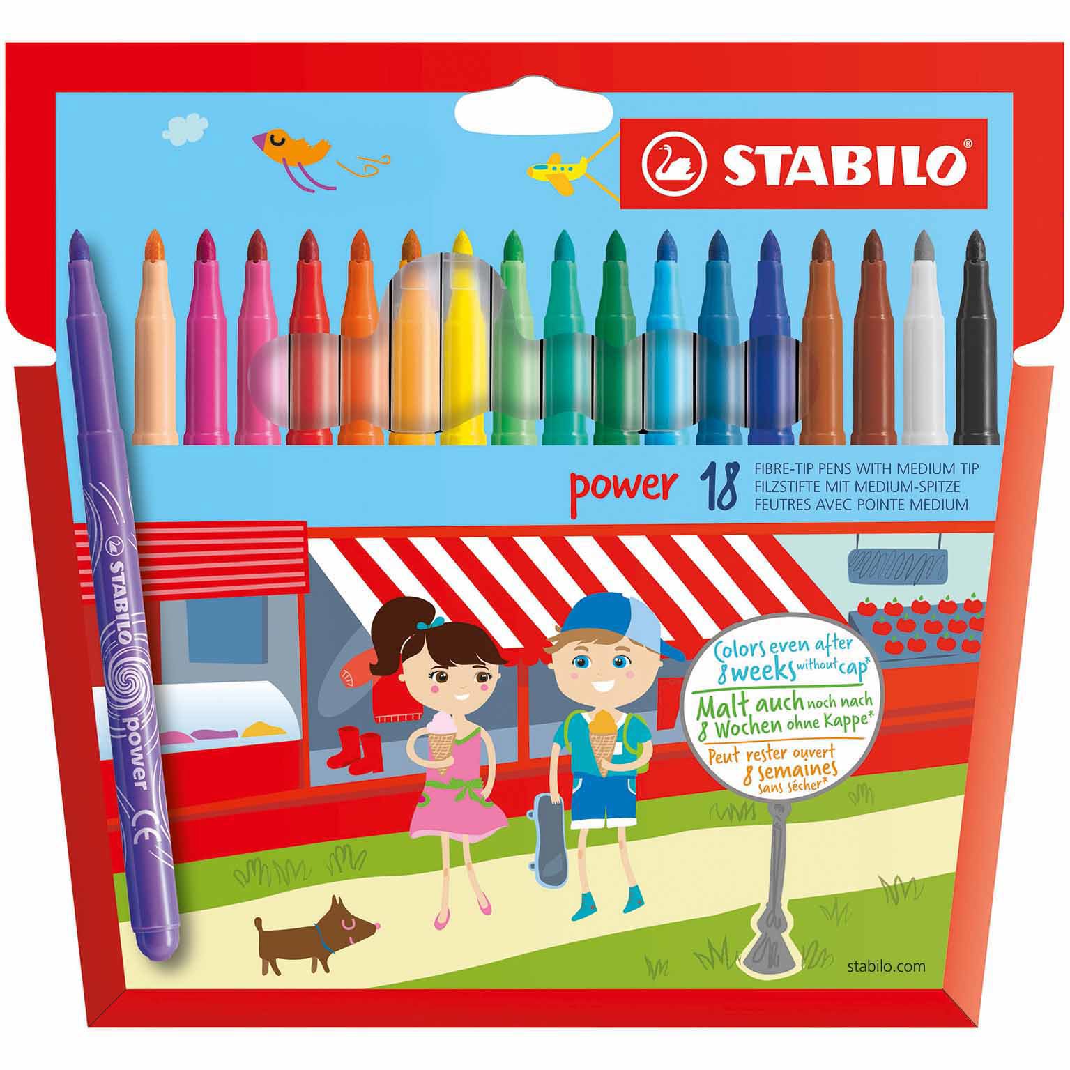 POWER Coloring Pens Felt tip 18 colors