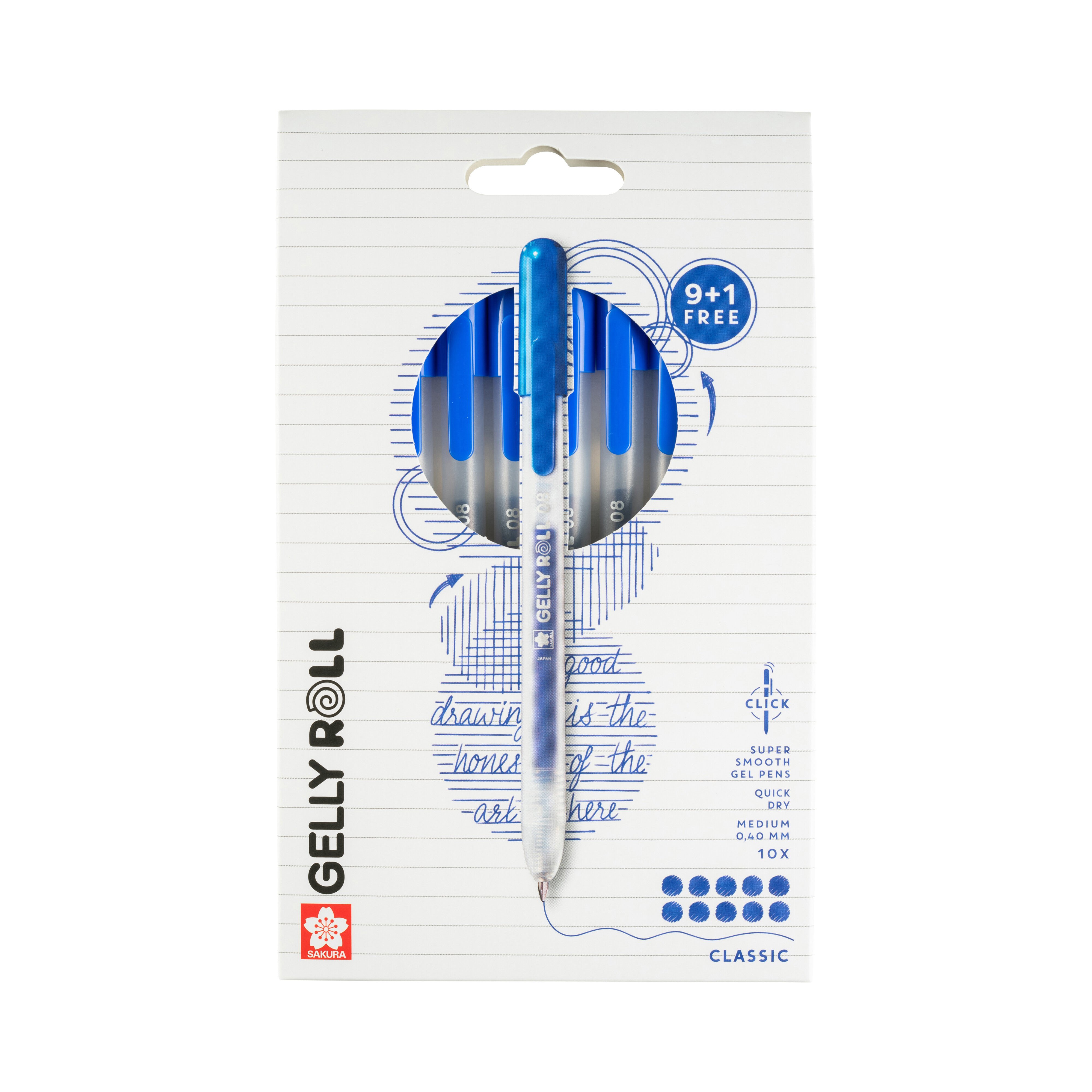 Sakura Gelly Roll Classic Retractable Gel Pens 10-Pack Blue Color