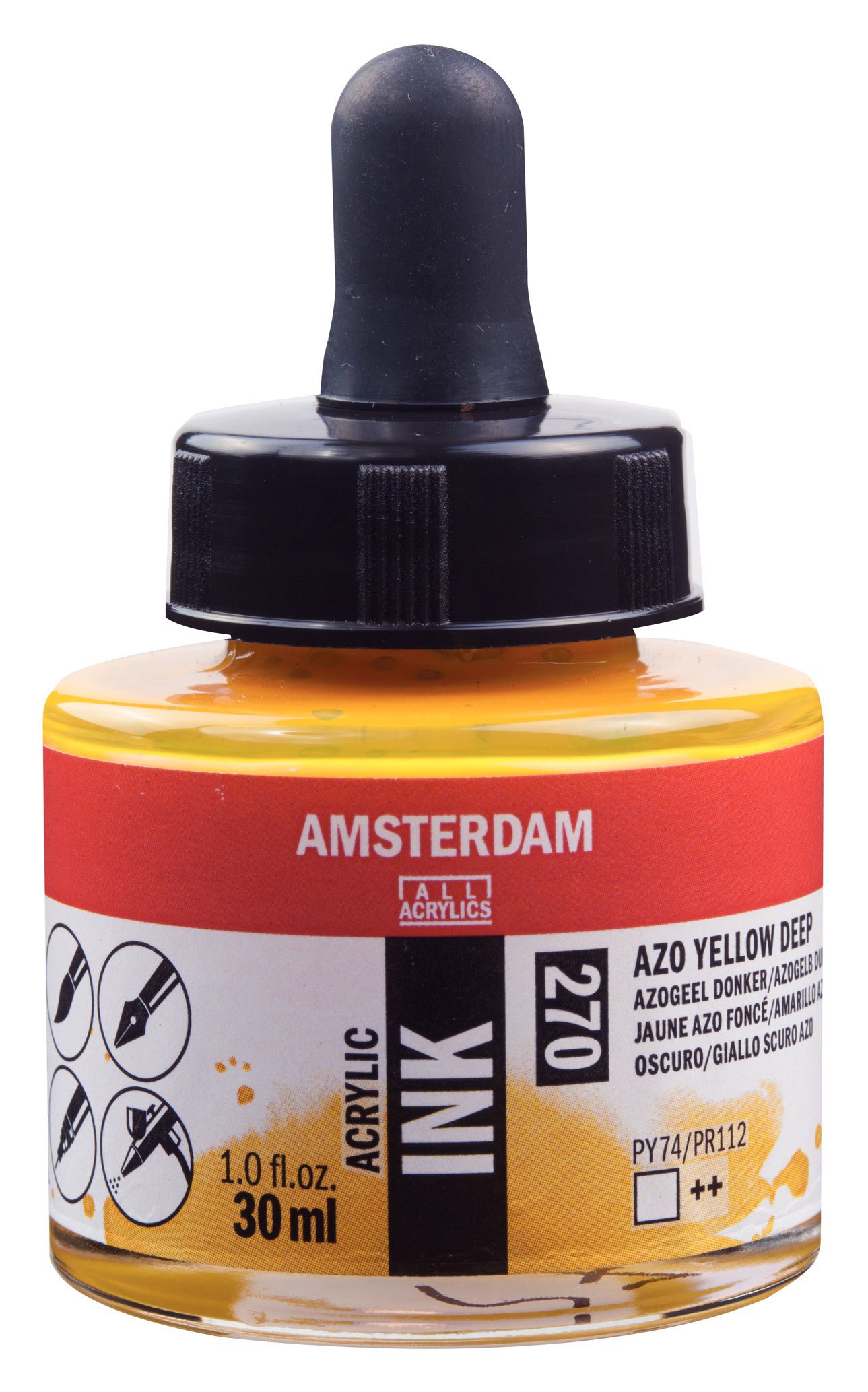 Amsterdam Acrylic Ink Bottle 30 ml Azo Yellow Deep