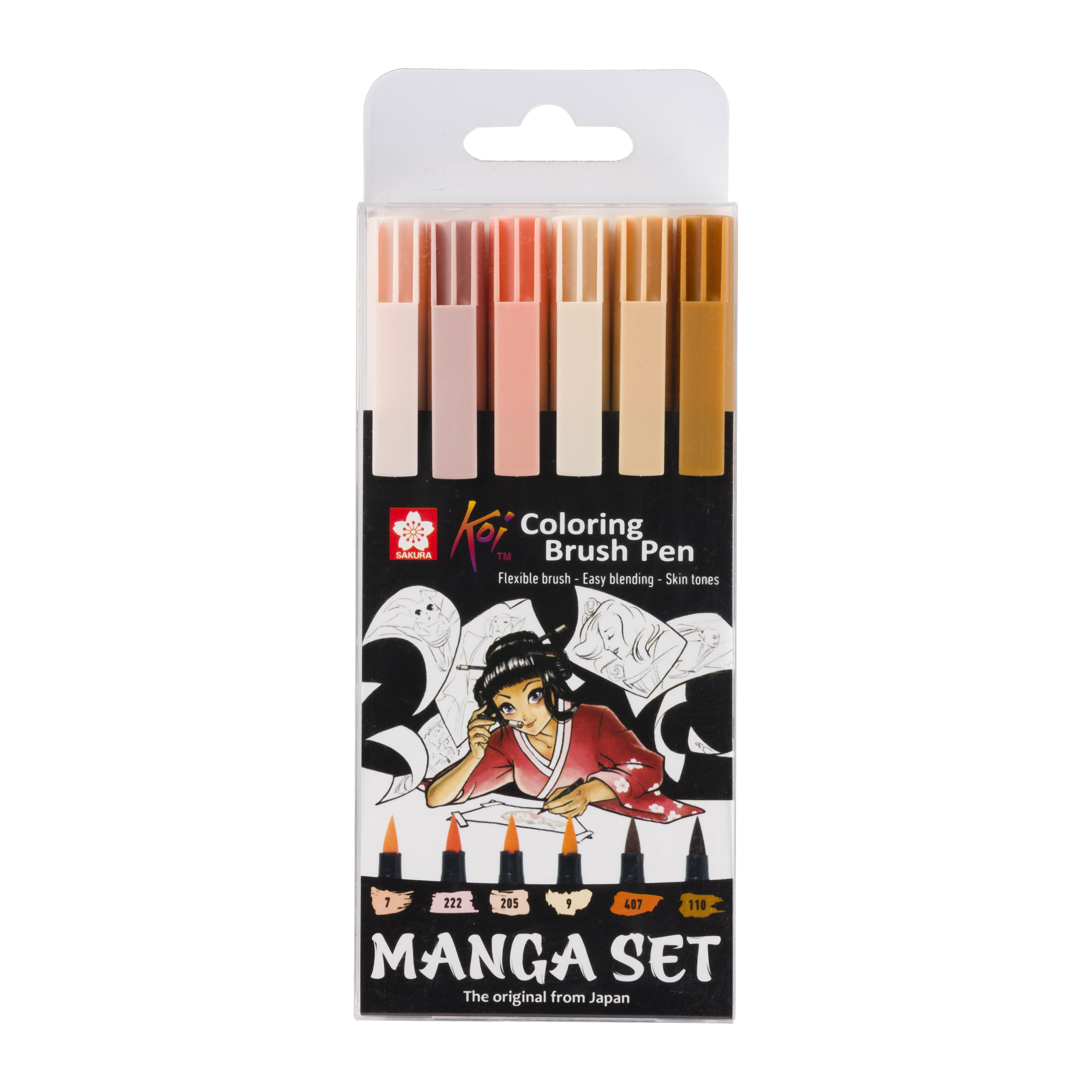 Sakura Koi Coloring Brush Pen Manga Set 6 Colours