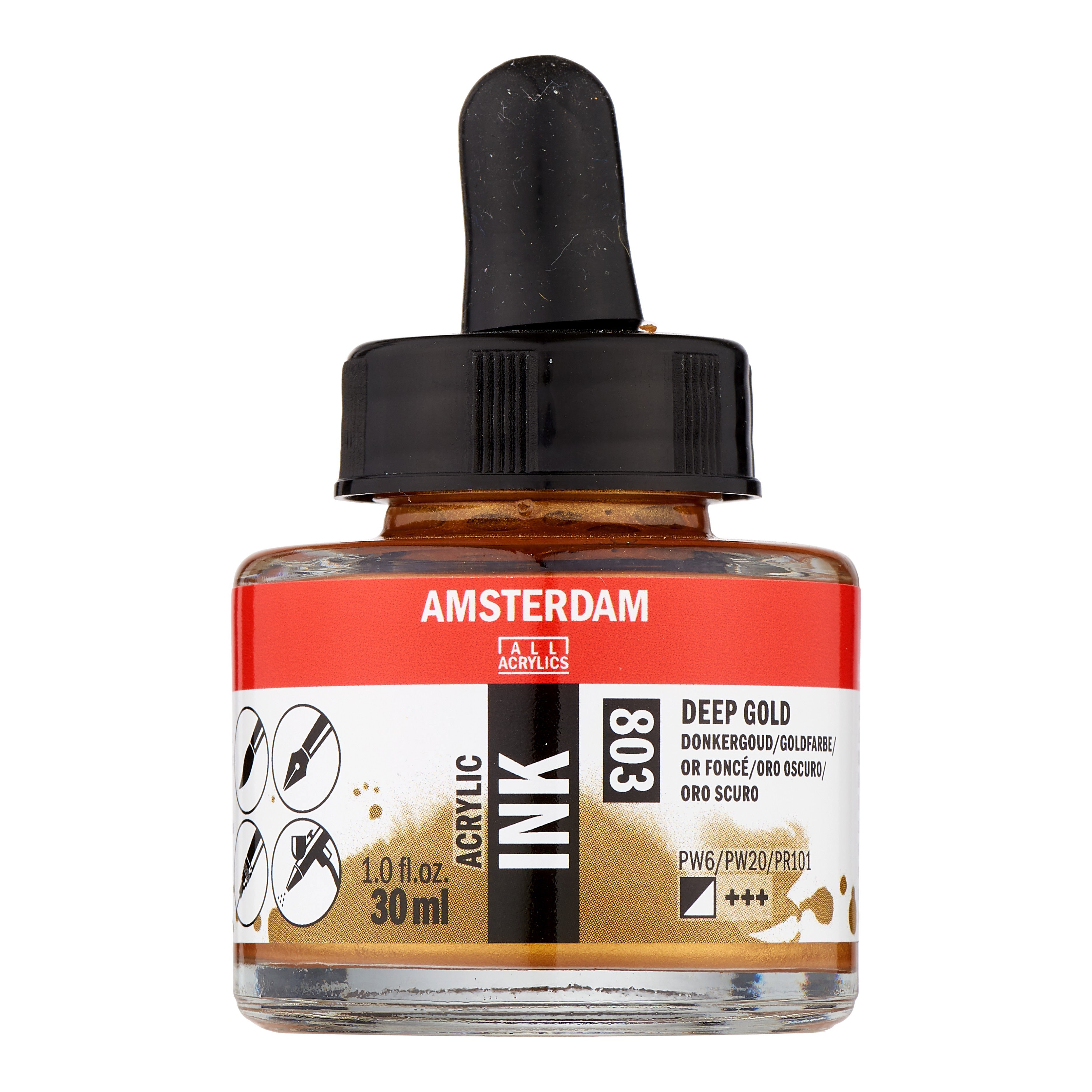 Amsterdam Acrylic Ink Bottle 30 ml Deep Gold