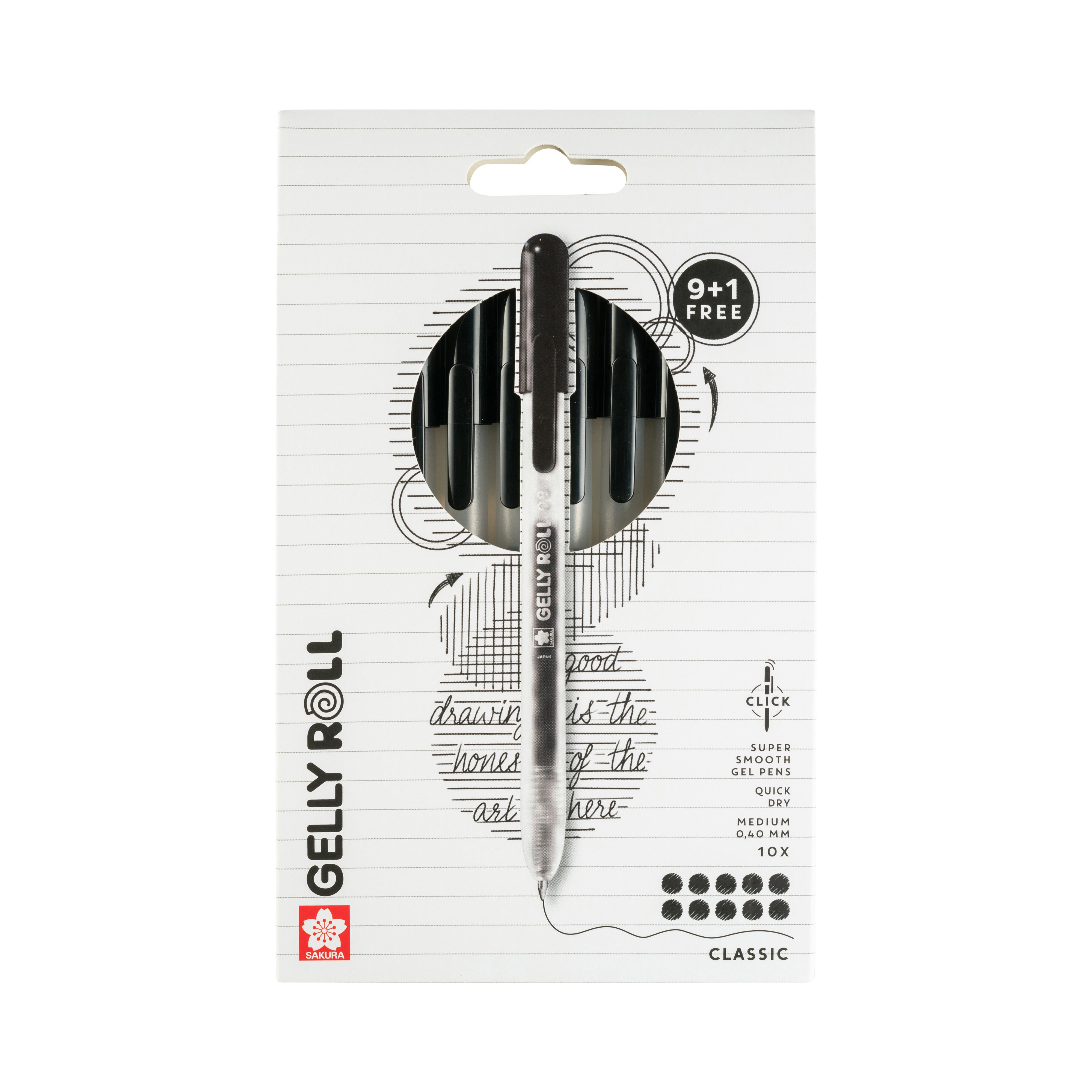Sakura Gelly Roll Classic Retractable Gel Pens 10-Pack Black Color