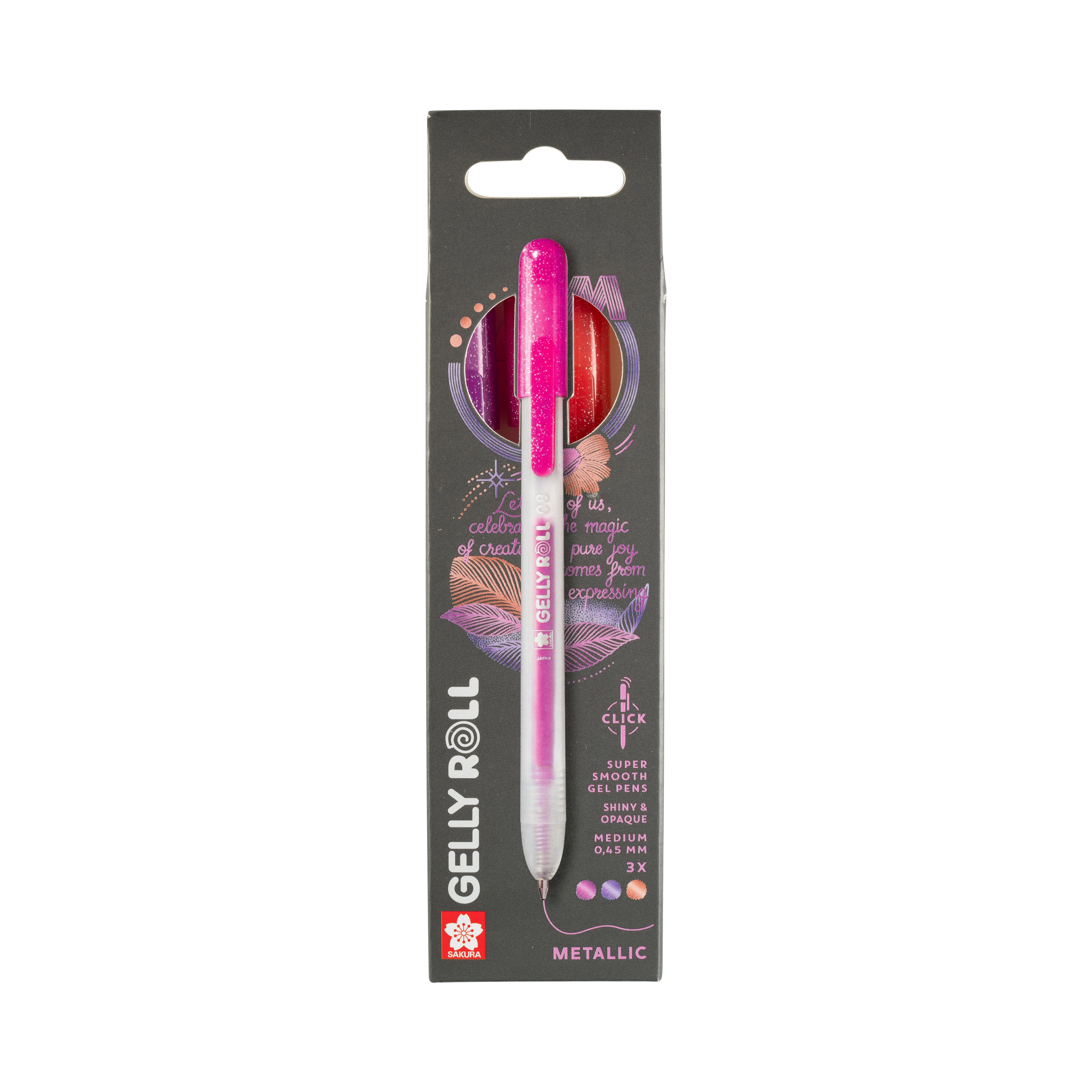 Sakura Gelly Roll Metallic Retractable Gel Pens, 3-Pack Red-Pink-Purple 1 Set
