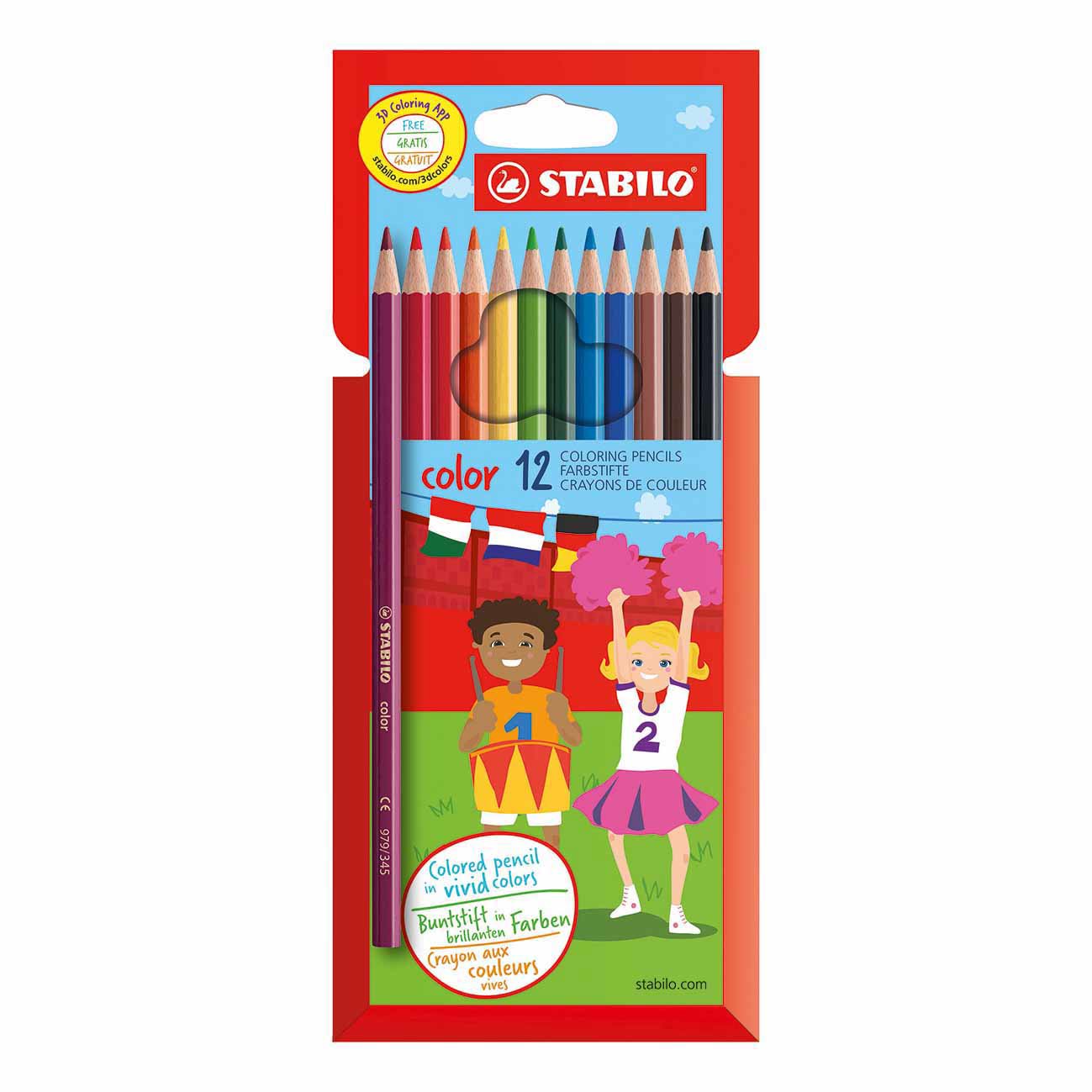Coloring pencils 12 colors in cardboard