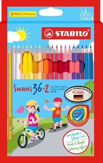 STABILO Swans Coloured Pencils 36 colours + gold and silver