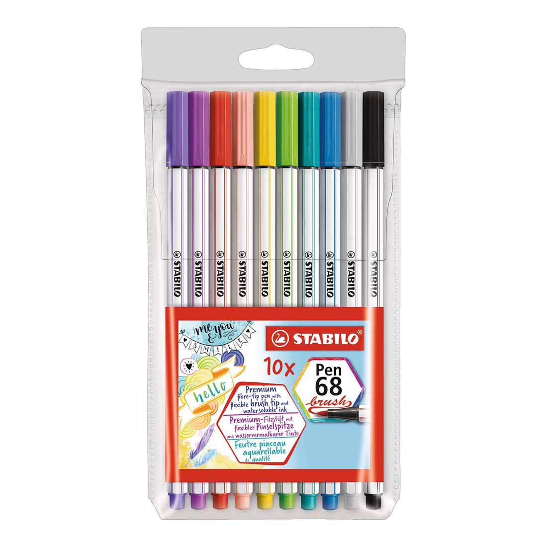 Stabilo Pen 68 Brushpen Wallet 10 Pieces