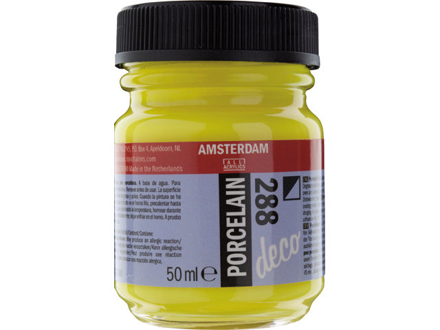 Amsterdam Acrylics Porcelain Paint Opaque Bright Yellow 50ml
