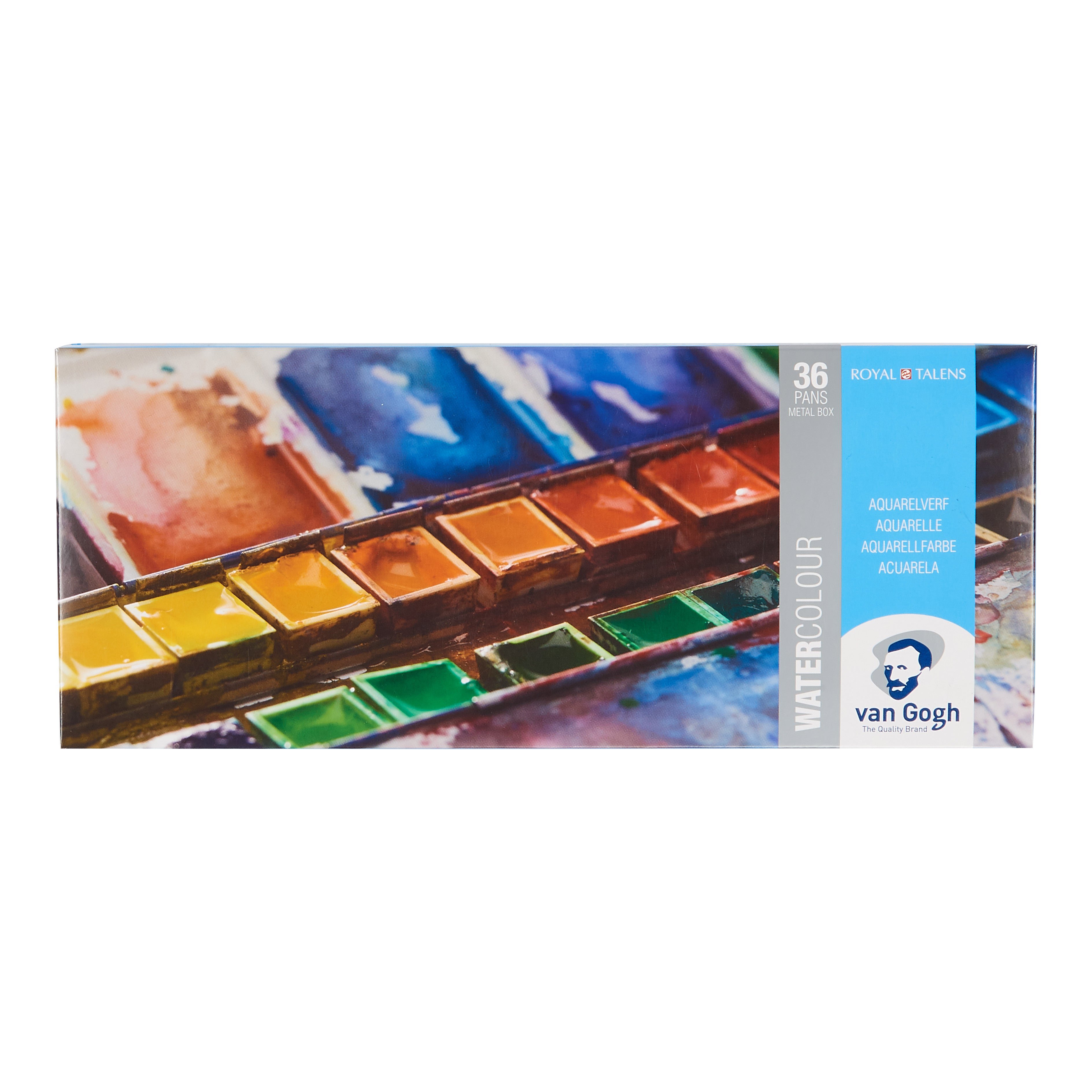Van Gogh Watercolour Metal Case Set – 36 Half Pans + Brush
