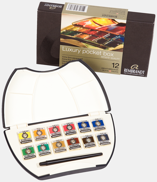 Rembrandt Watercolour Pocket Box – 12 Half Pans Thumbnail