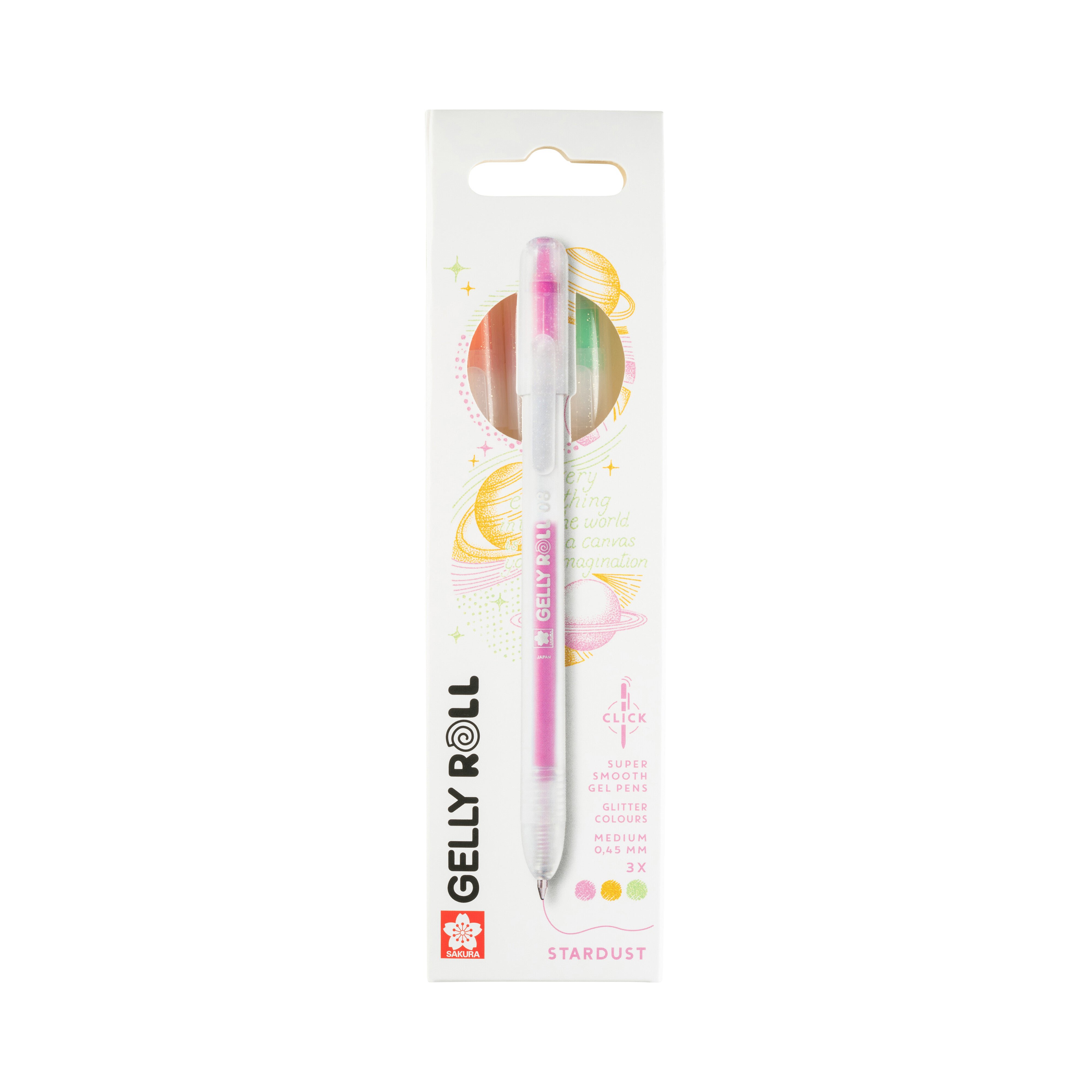 Sakura Gelly Roll Stardust Retractable Glitter Gel Pens, 3-Pack Orange-Rose-Emerald 1 Set