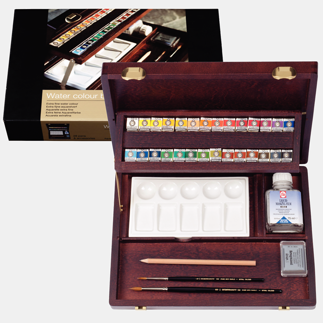 Rembrandt Watercolour Professional Wooden Box Set 28 Half Pans + Accessories Thumbnail