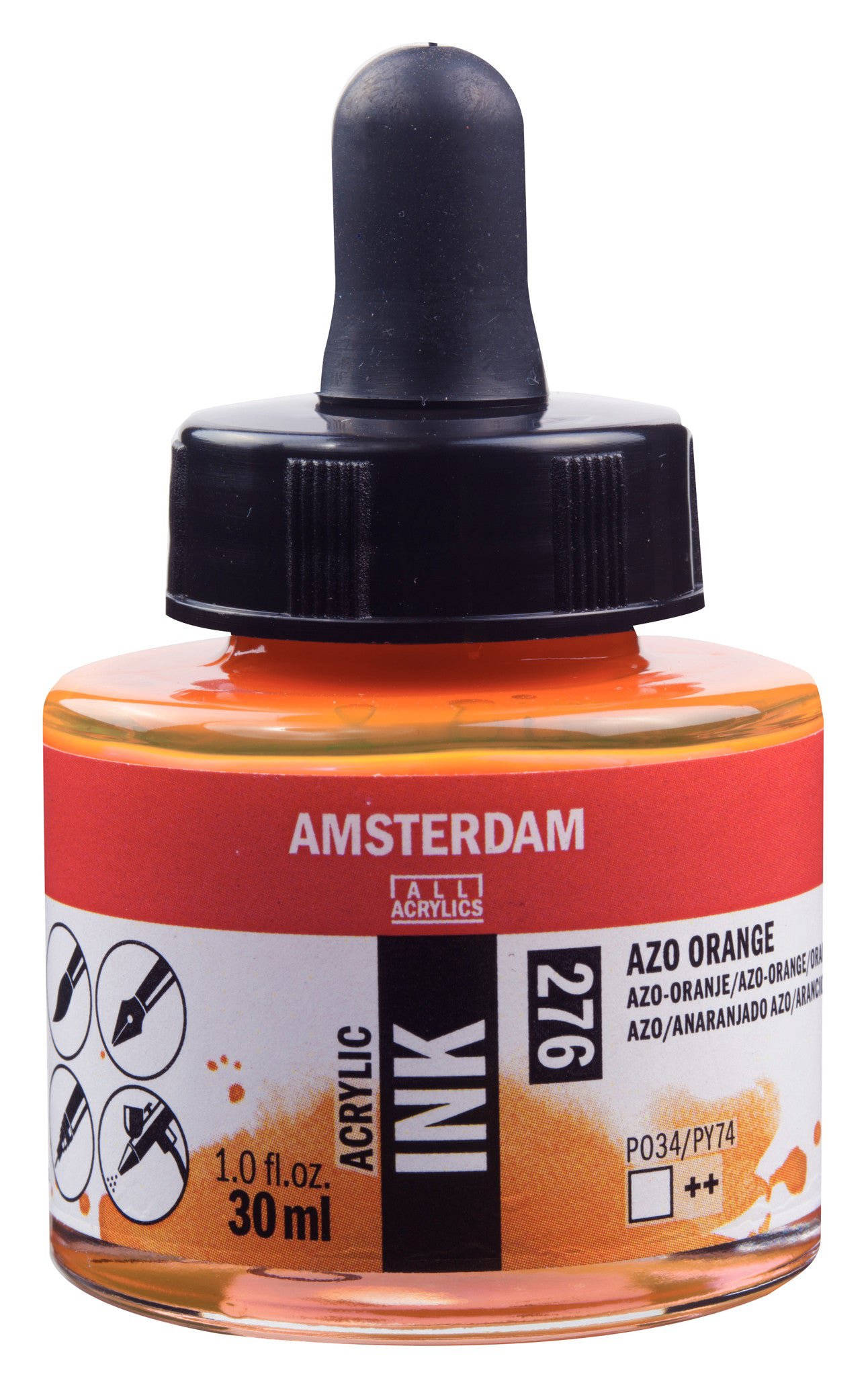 Amsterdam Acrylic Ink Bottle 30 ml Azo Orange