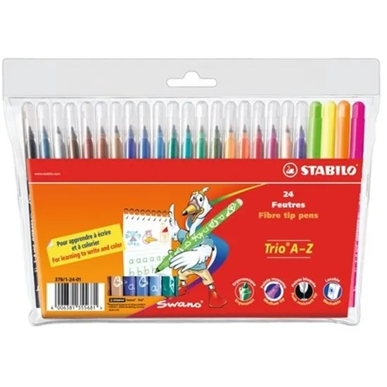 Stabilo Trio A-Z Wallet Fiber Pens 24 Pieces