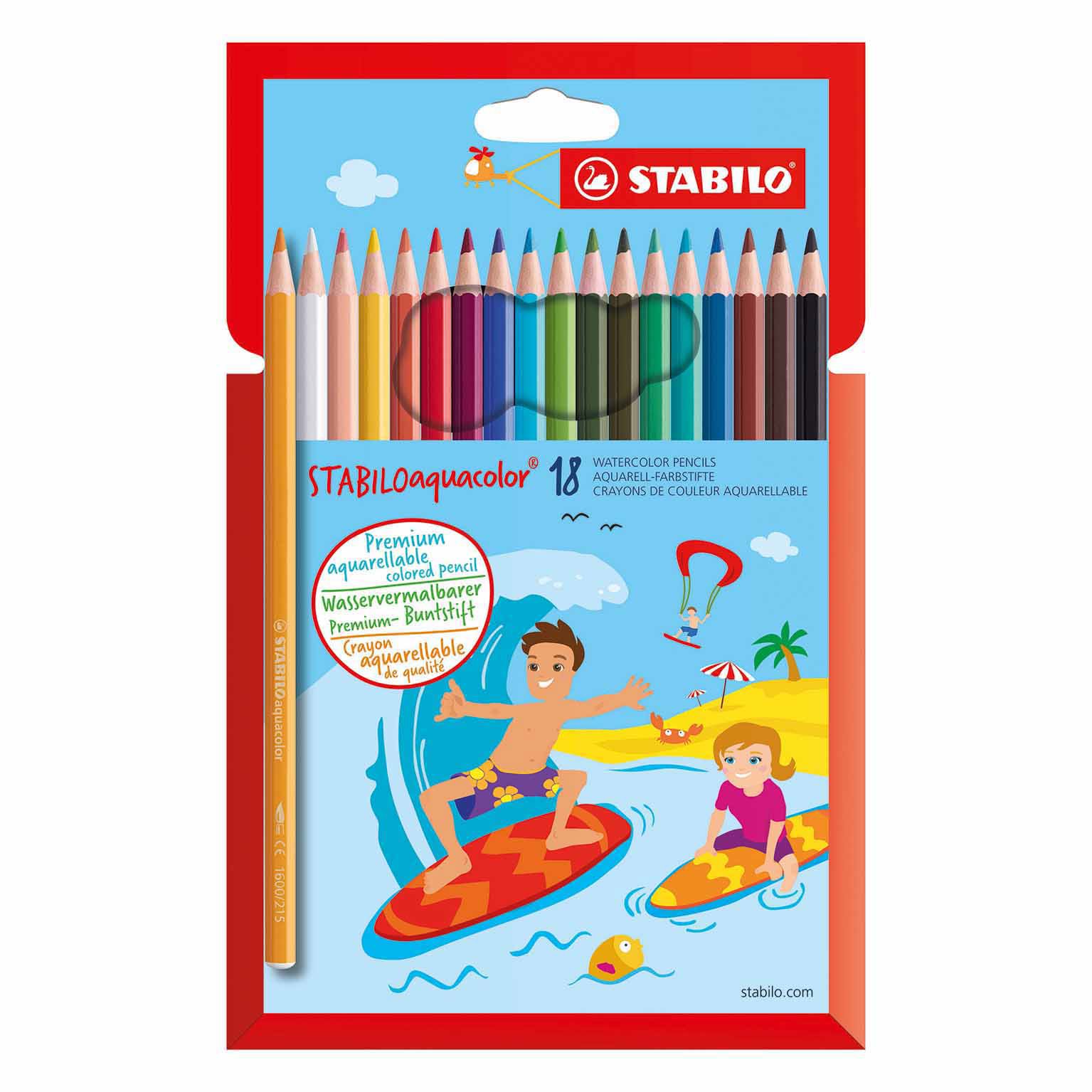 Stabilo Aquacolor Pencils Cardboard Wallet 18 Colors
