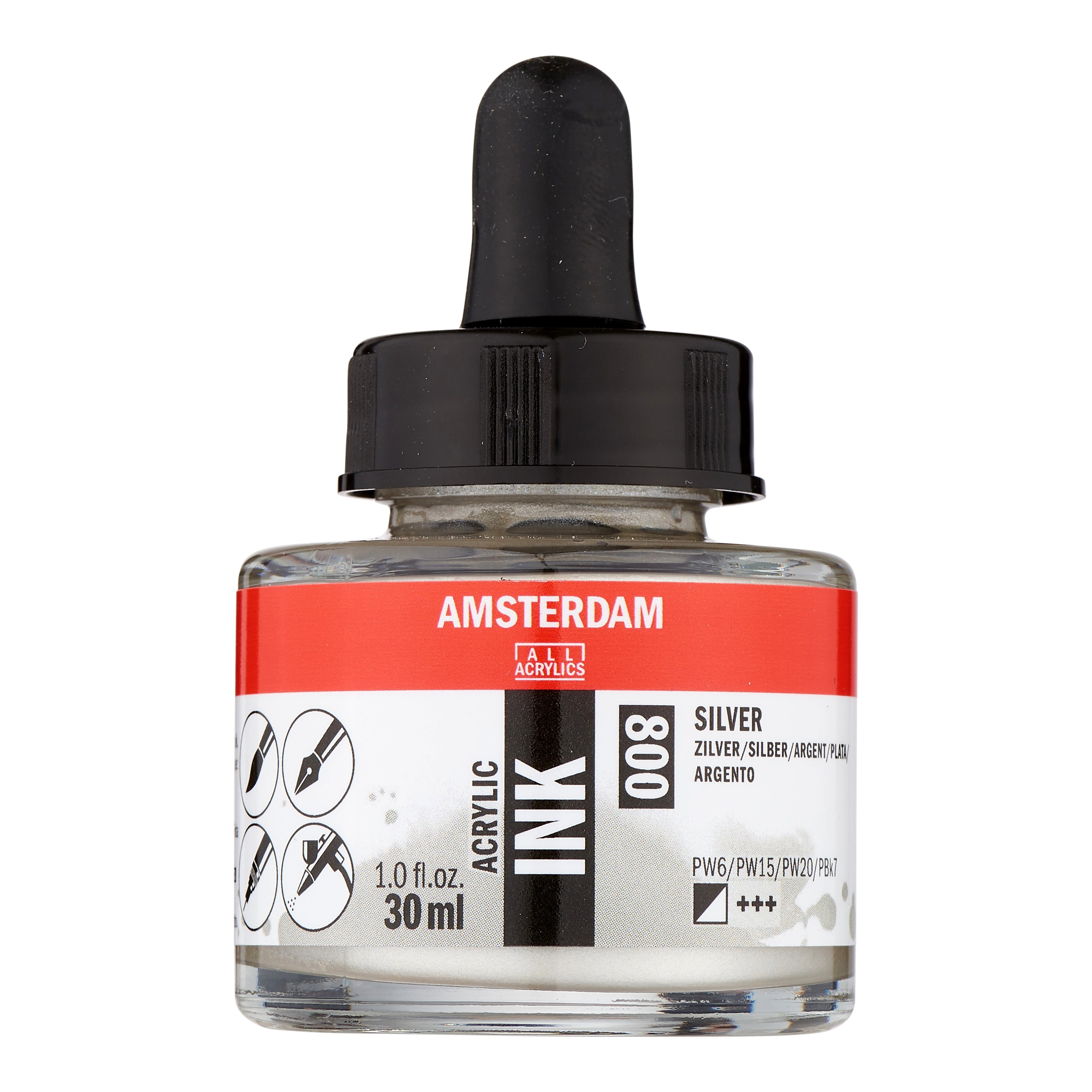 Amsterdam Acrylic Ink Bottle 30 ml Silver