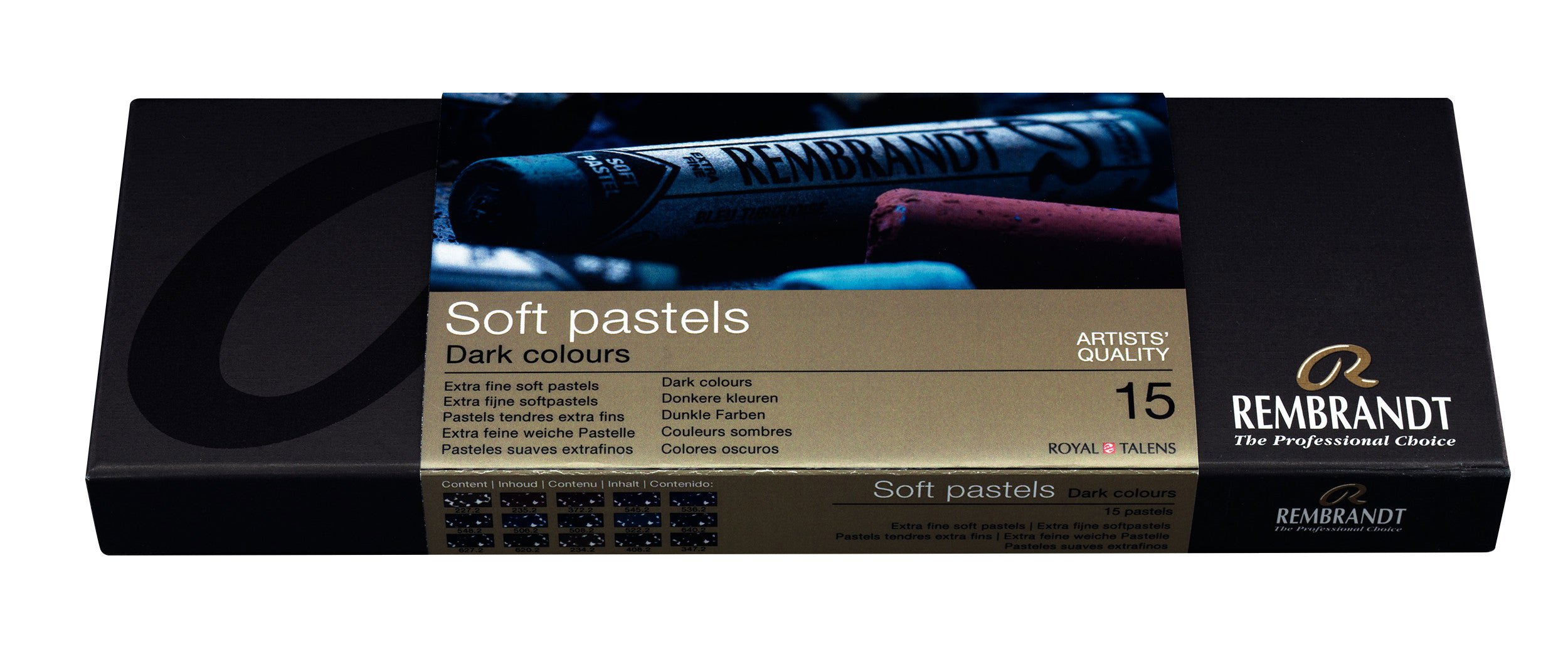 Rembrandt Soft Pastel Dark Colours Set 15 Whole Pastels